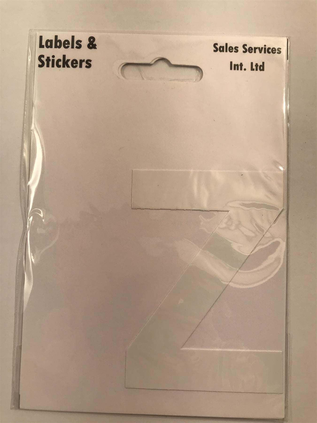 White Letter Z Self  Adhesive Waterproof Sticker 8 x 6cm