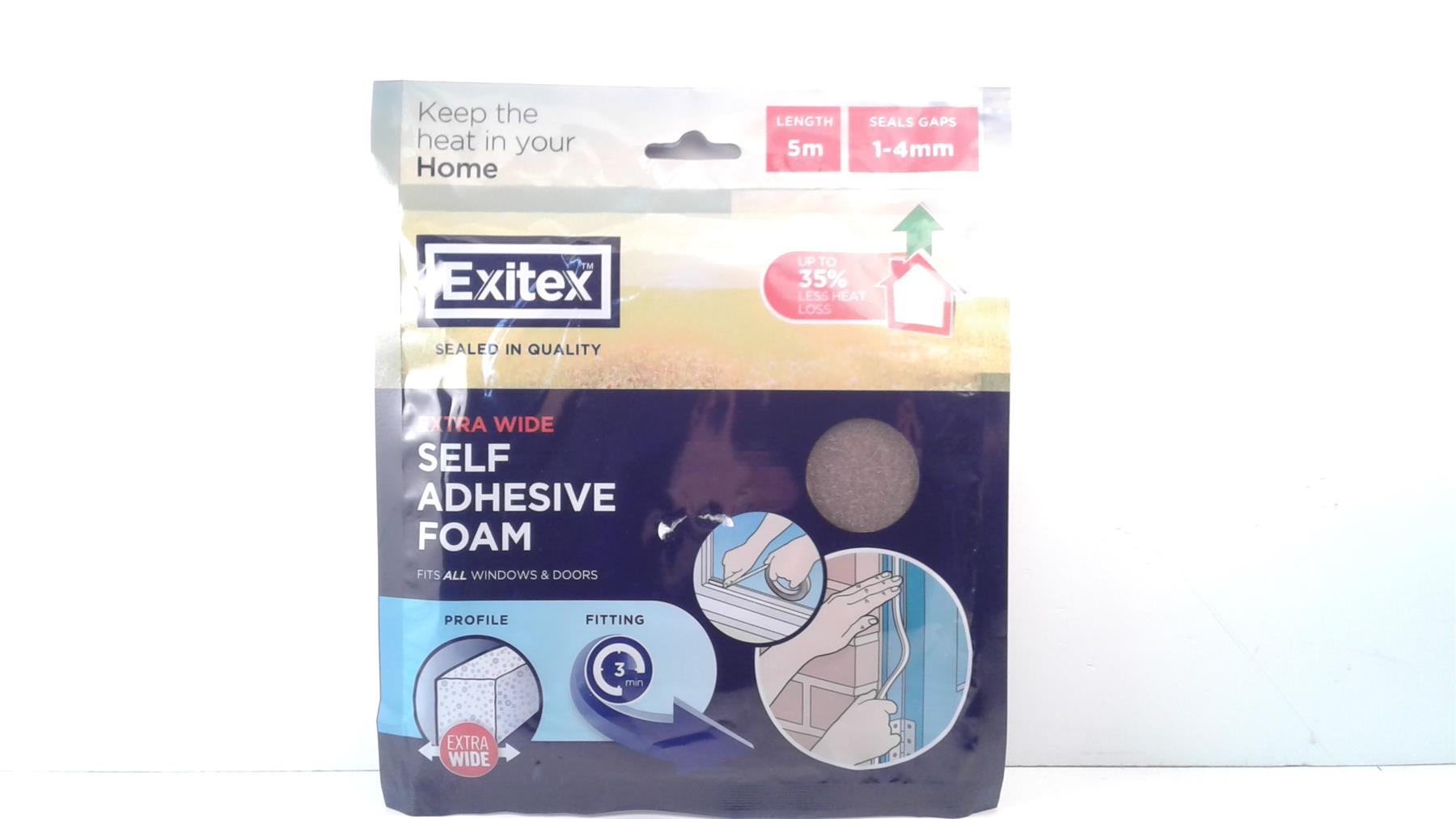 Exitex 5m 1- 4mm Brown Self Adesive Foam Fits all Doors & Windows