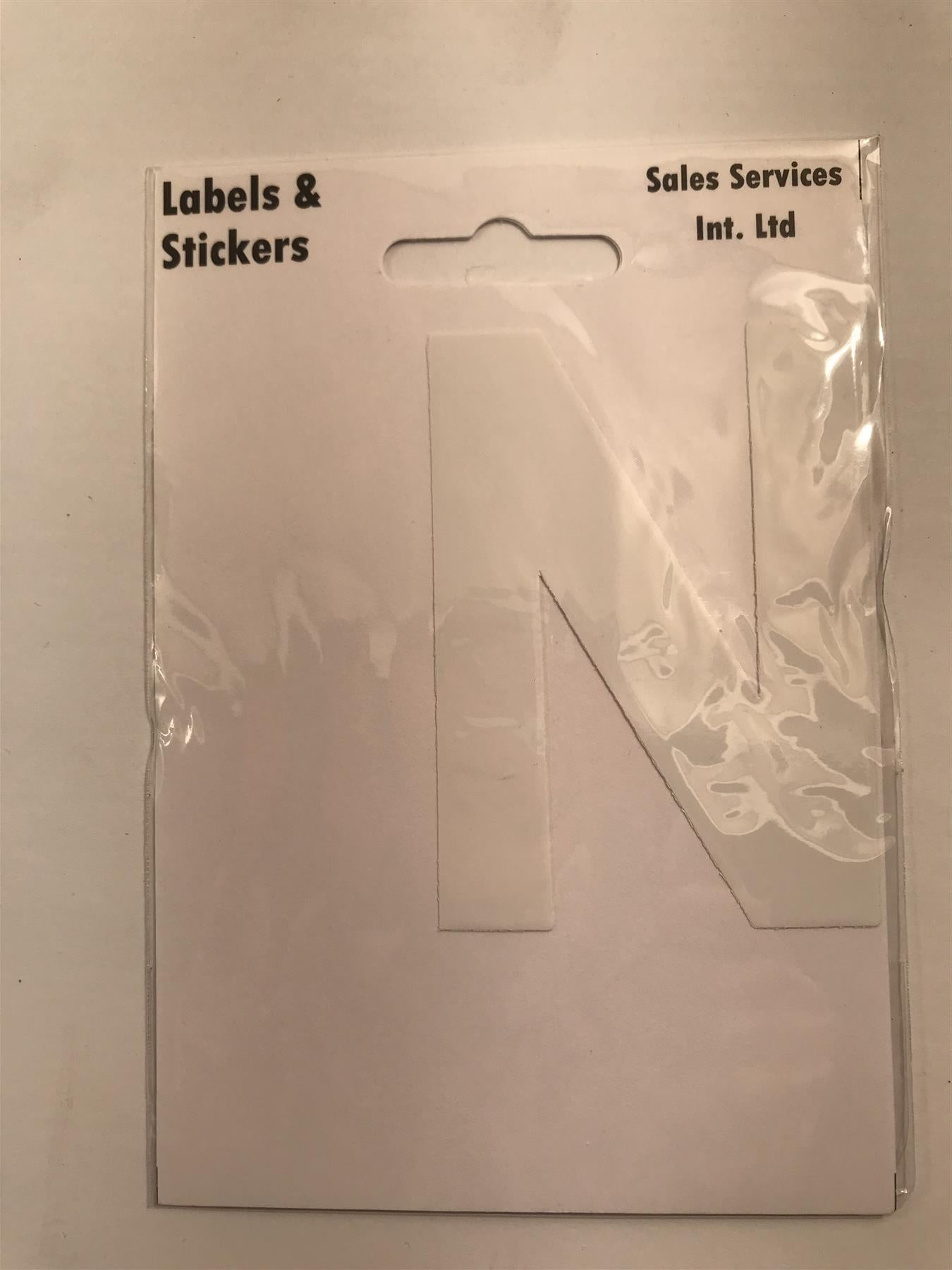 White Letter N Self  Adhesive Waterproof Sticker 8 x 6cm