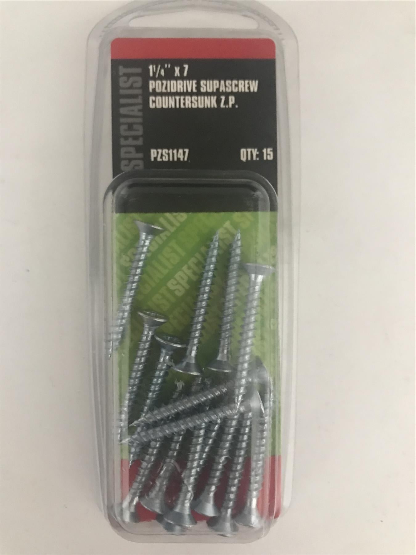 Specialist 1 1/4" x 7g Pozi Countersunk Wood Screws  PZS1147 Pack 15