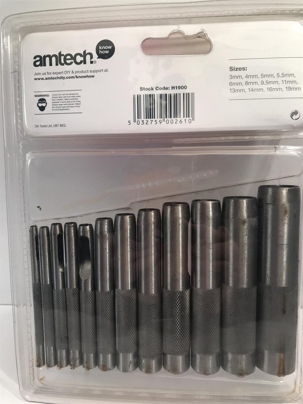 Amtech 12pc Hollow Punch Set 3mm - 19mm  H1900