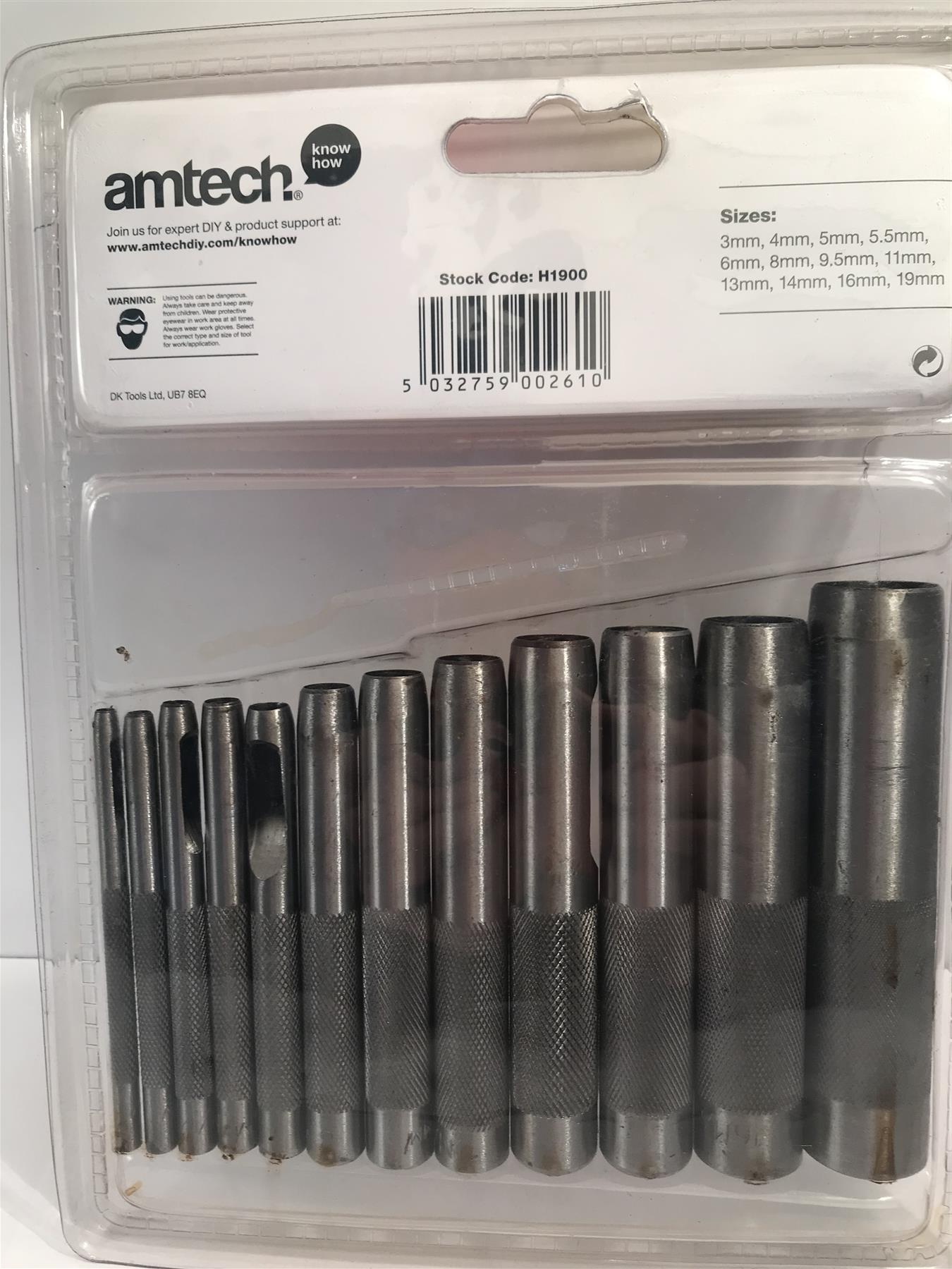Amtech 12pc Hollow Punch Set 3mm - 19mm  H1900