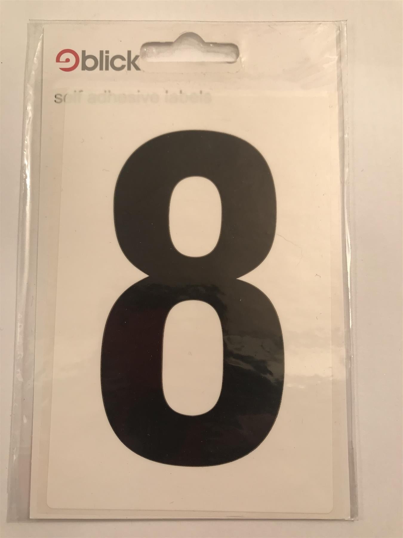 Blick Wheelie Bin Number 8 Black on White Self Adhesive Label 5" x 3 1/2"