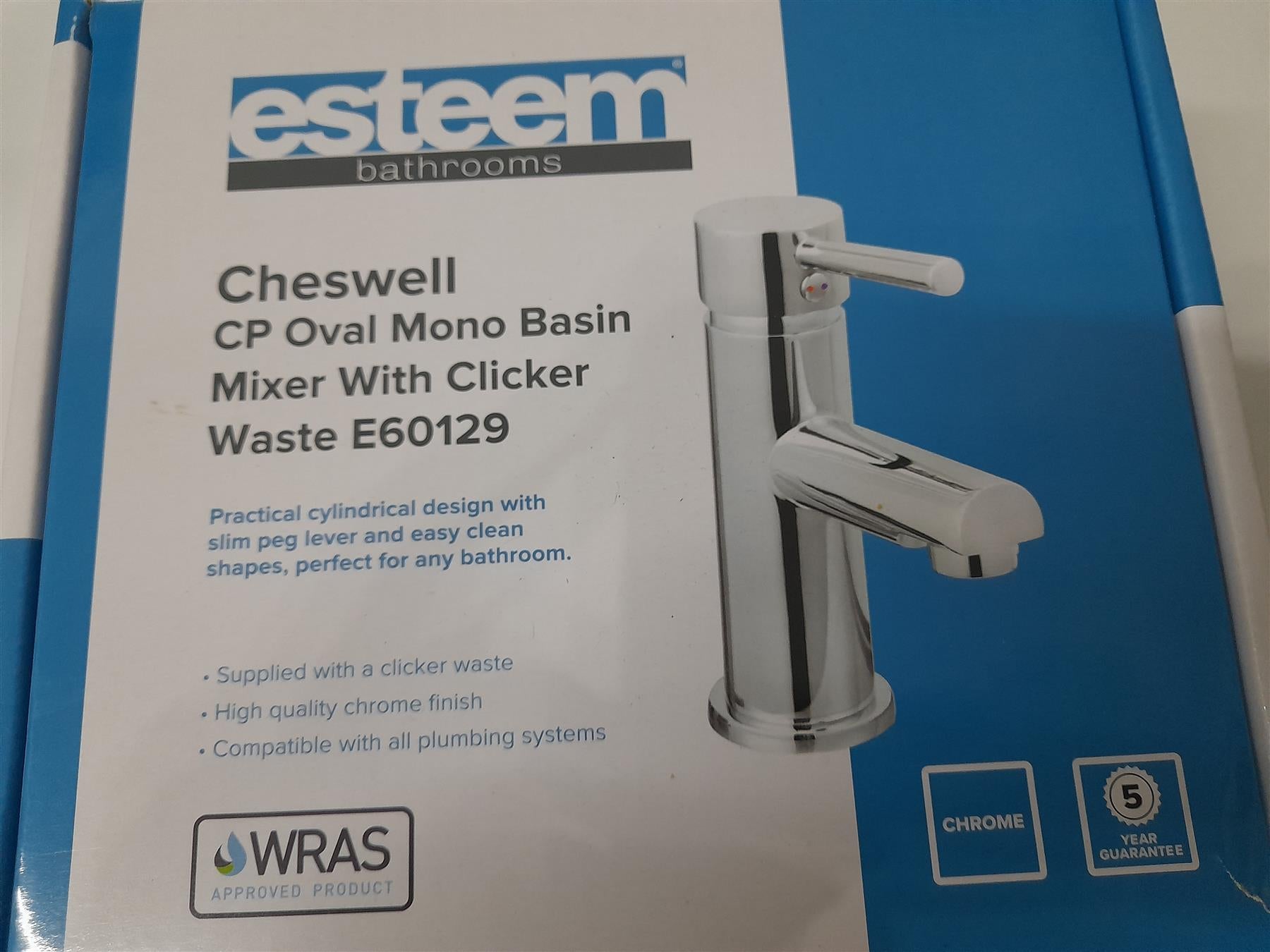Esteem Cheswell Oval Mono Basin Mixer E60129 With Clicker Waste