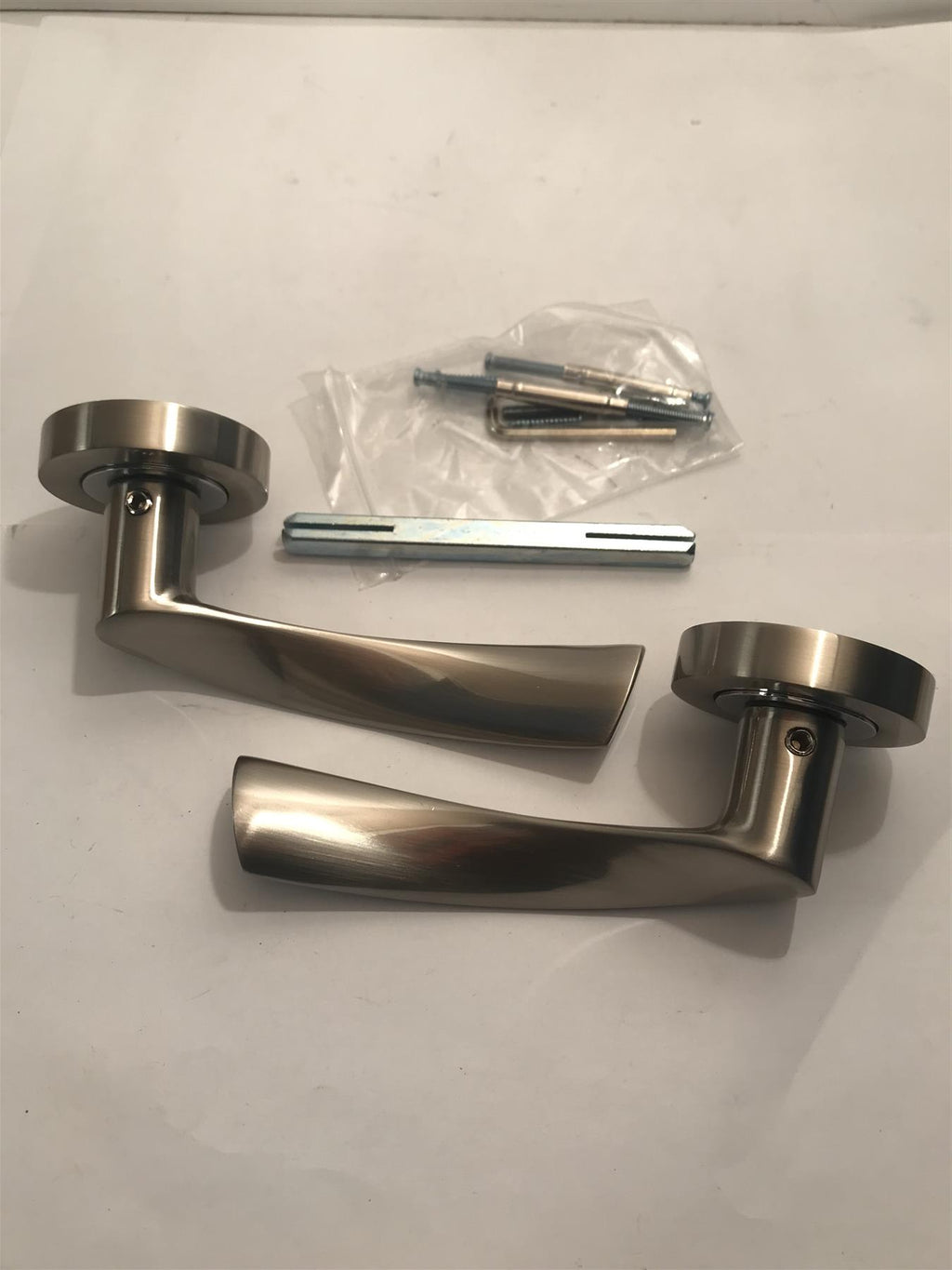 Gridlock Zeta Developer Lever on Rose CP/SN Polished Chrome/Satin Nickel