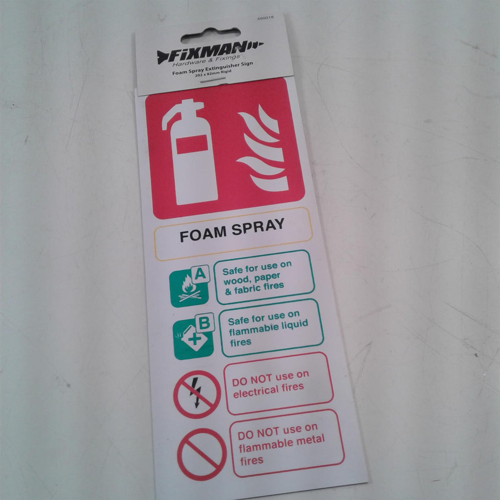 Foam Spray Extinguisher Sign 202 x 82mm Rigid