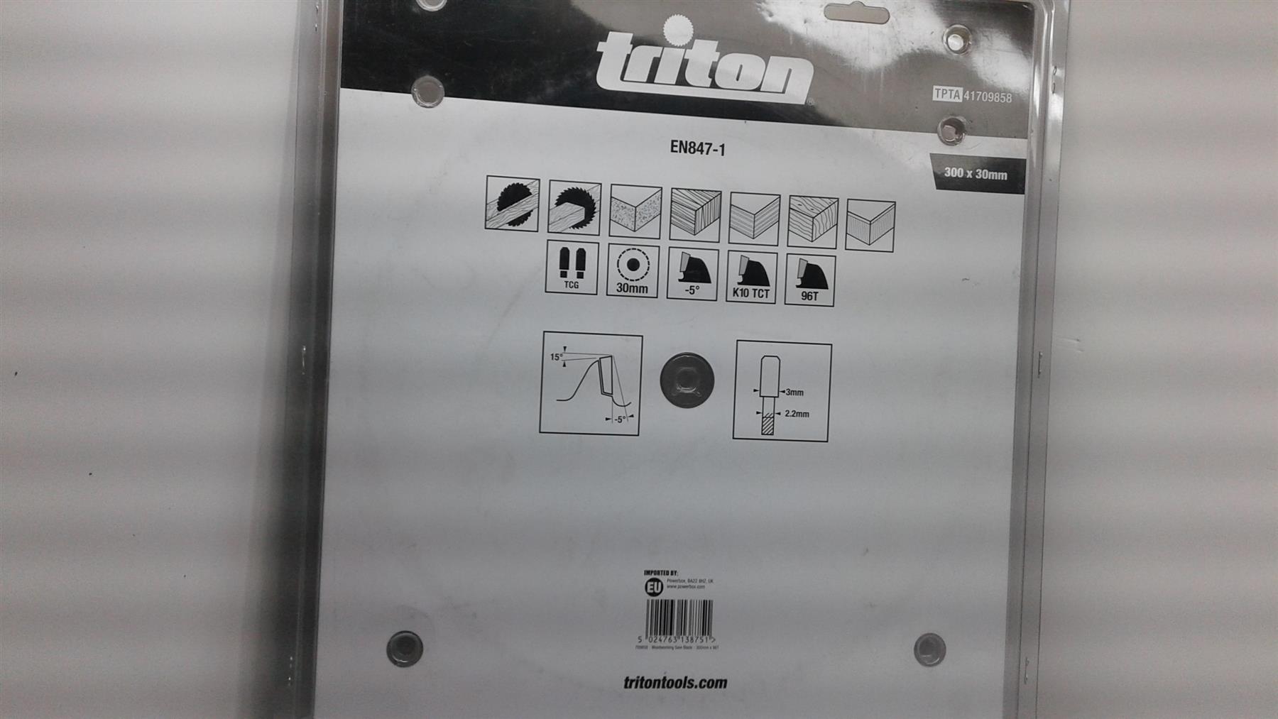Triton 300mm x 30mm 96T TCT Circular Saw Blade Extra Fine for Wood & Laminates