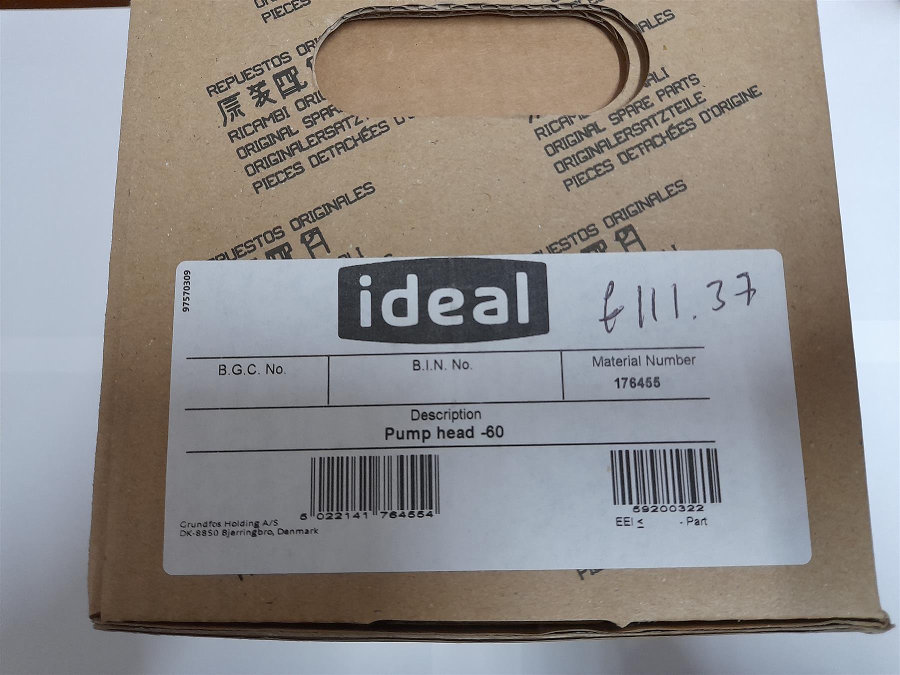 New Ideal Pump Head Kit Part No 176455