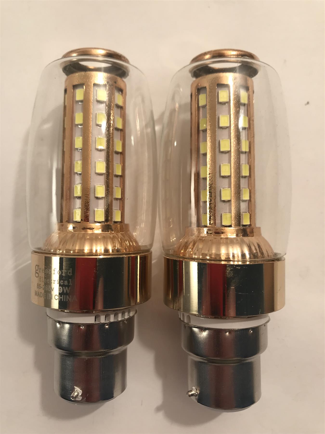 Marble Lamp Gold Partner B22 9W LED Lamp (No Flicker) Bayonet Cap (2 Pack)