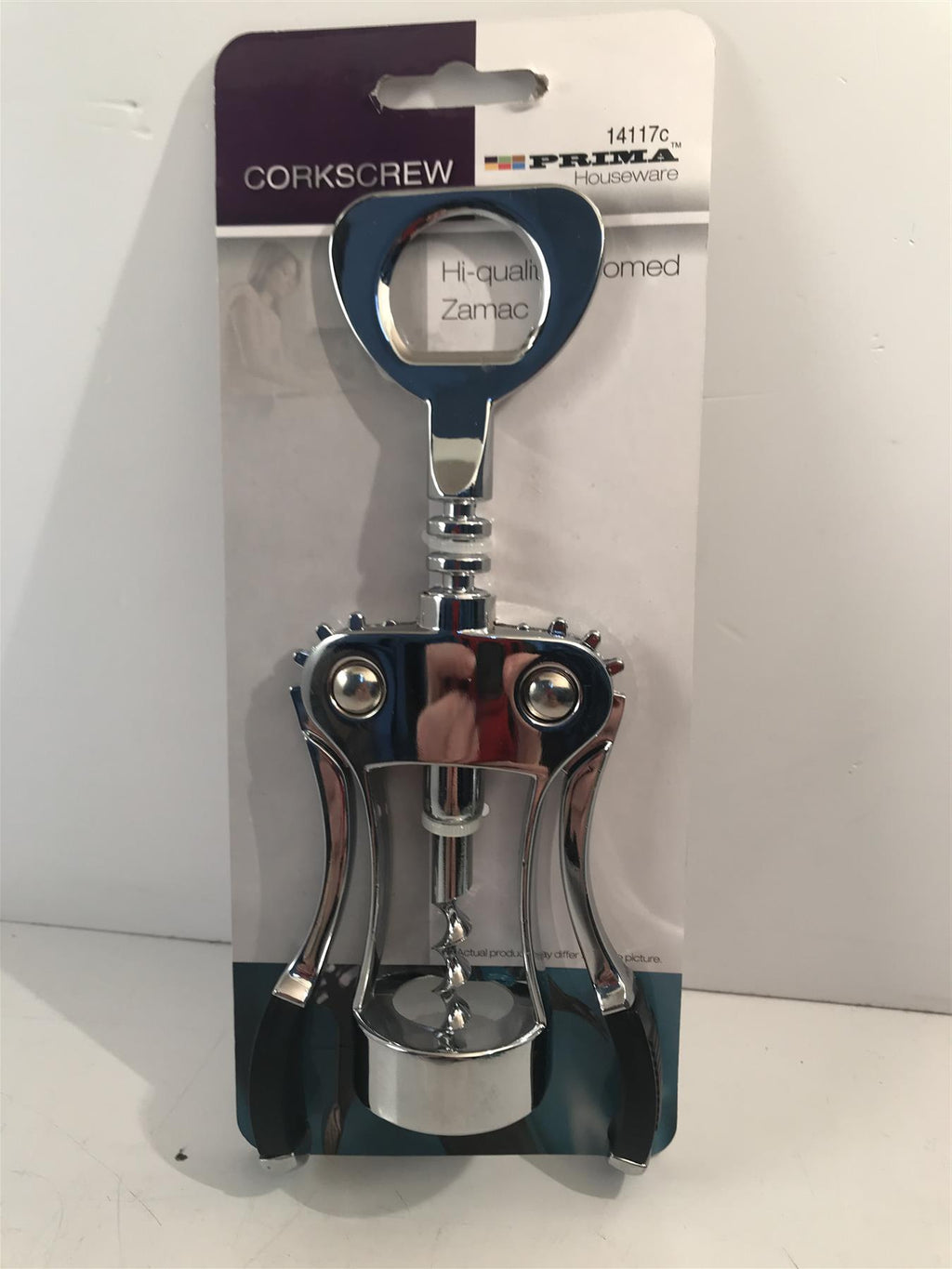 Prima Corkscrew with Gripped Handle - Hi-quality Chrome 14117c