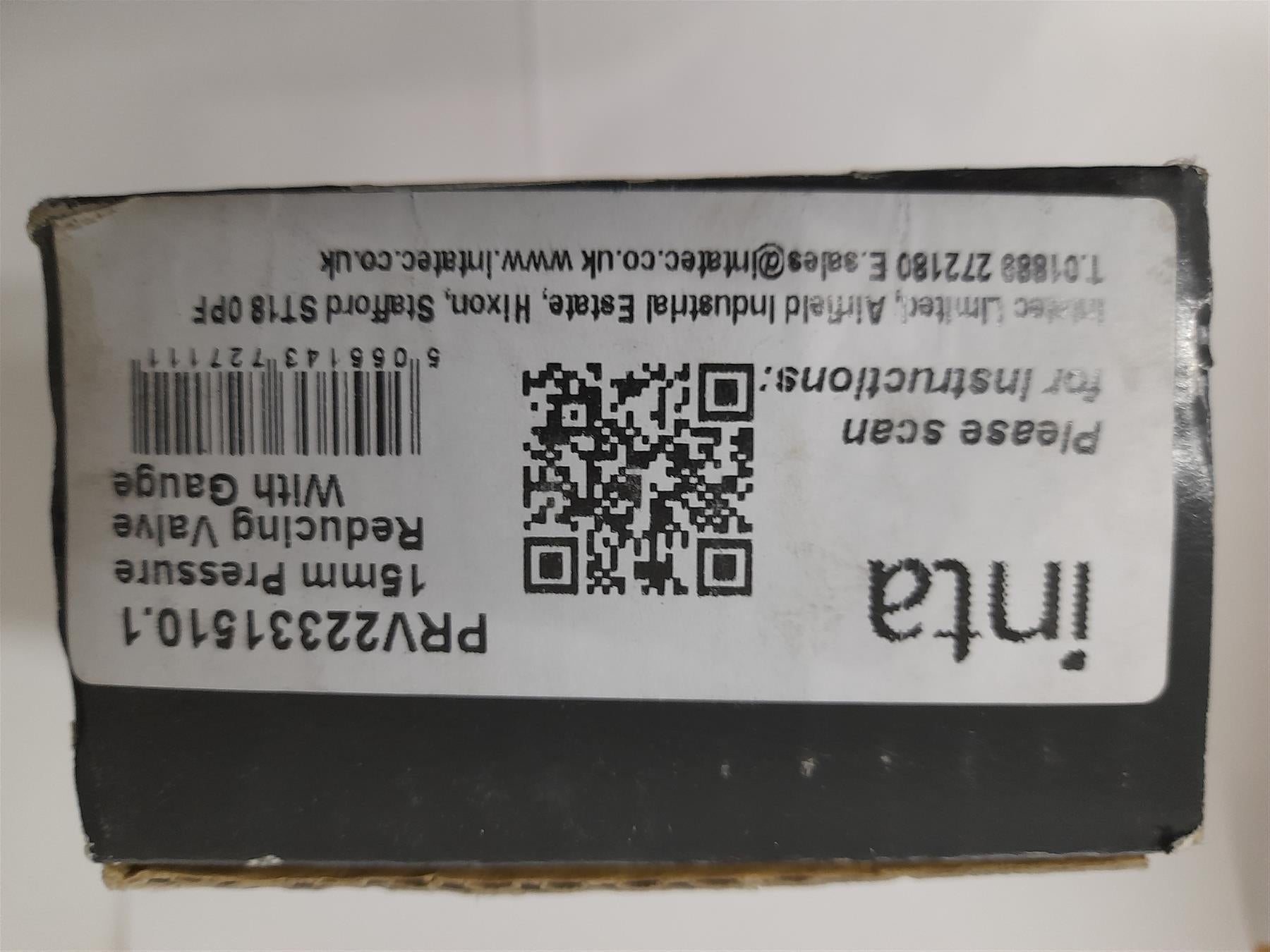 INTA PRV22331510.1 15mm Pressure Reducing valve With Gauge