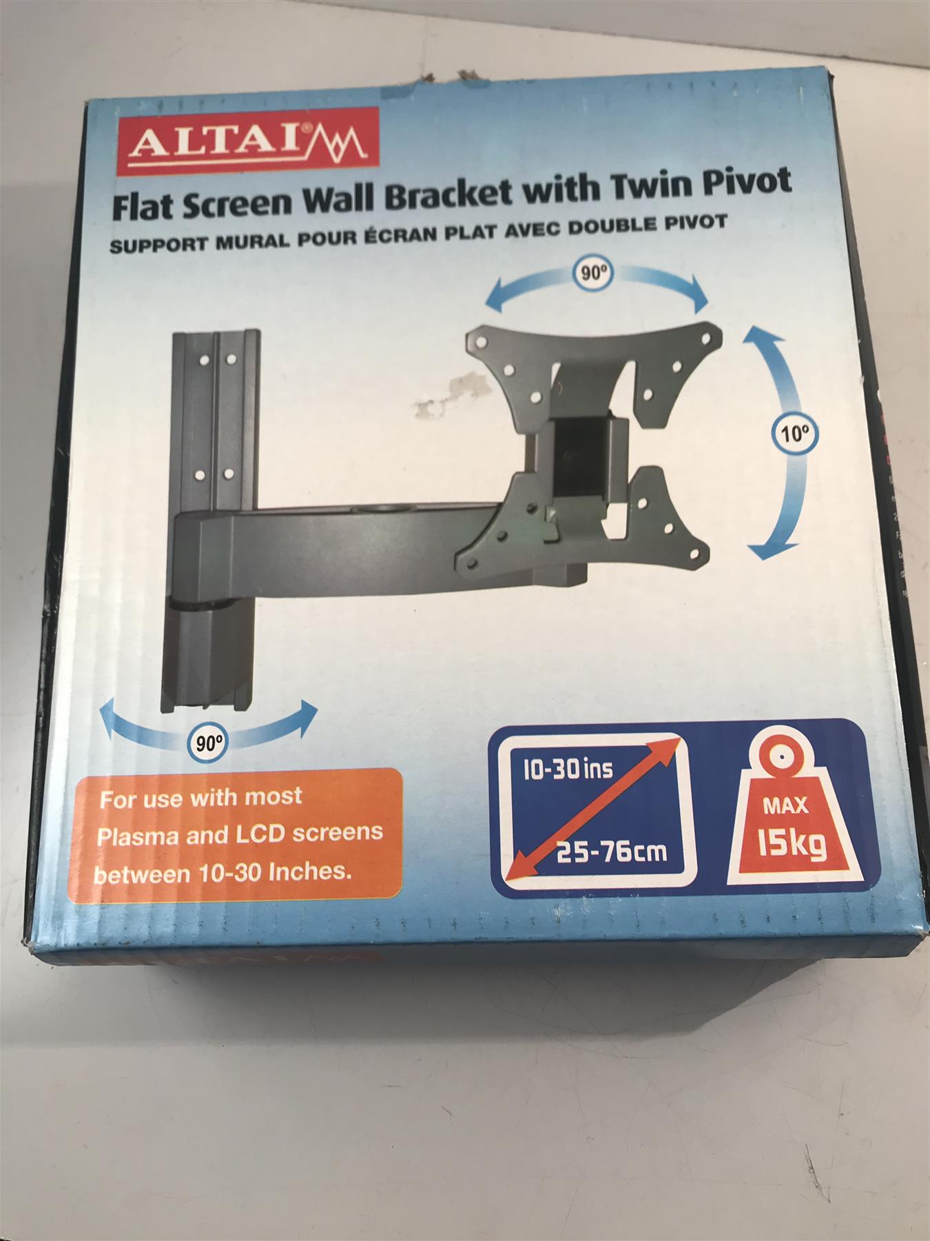Altai Universal Flat Screen Wall Mount Bracket with Twin Pivot for Screens up to