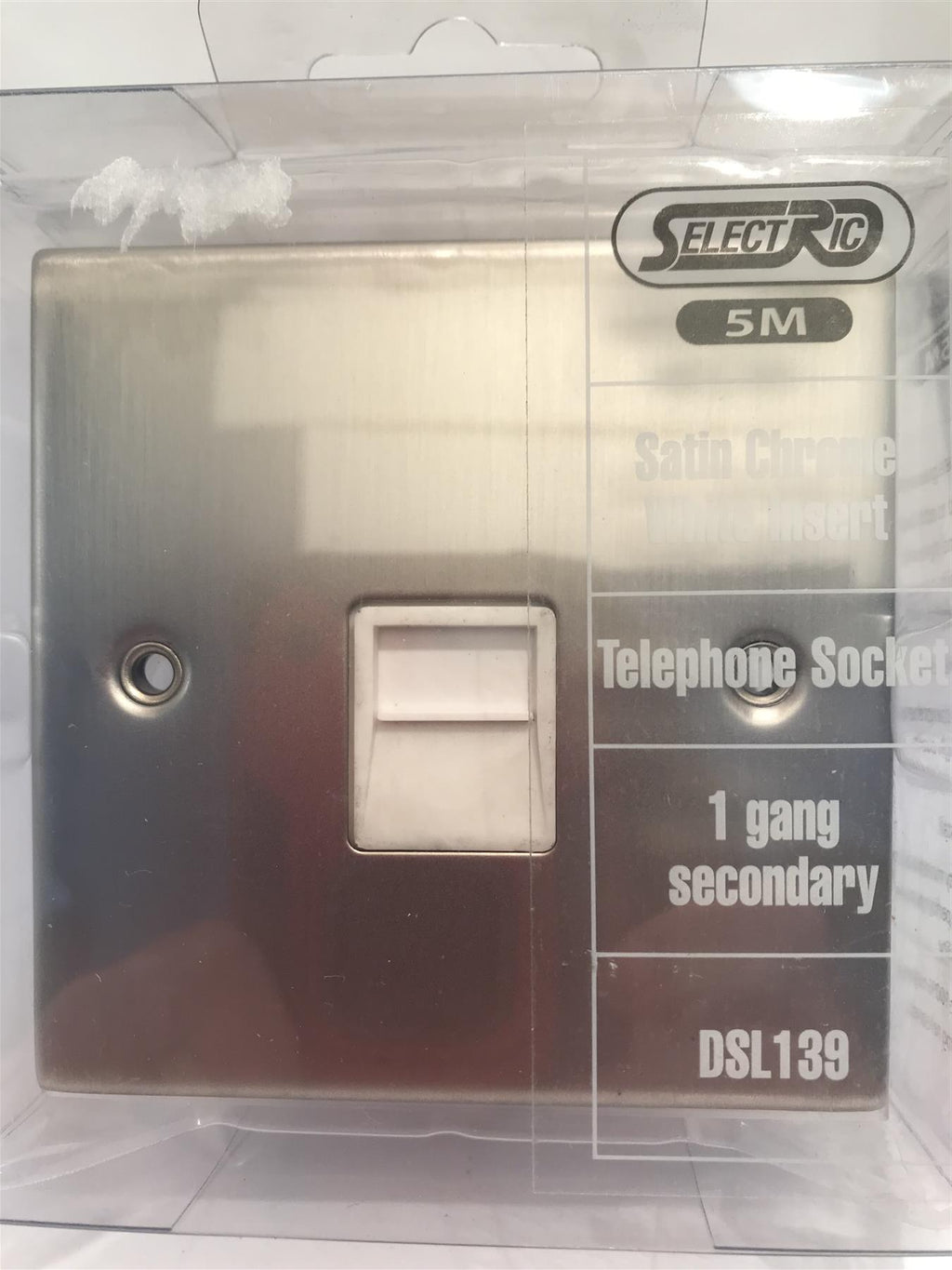 Satin Chrome White Insert Telephone Socket 1 Gang Secondary DSL139