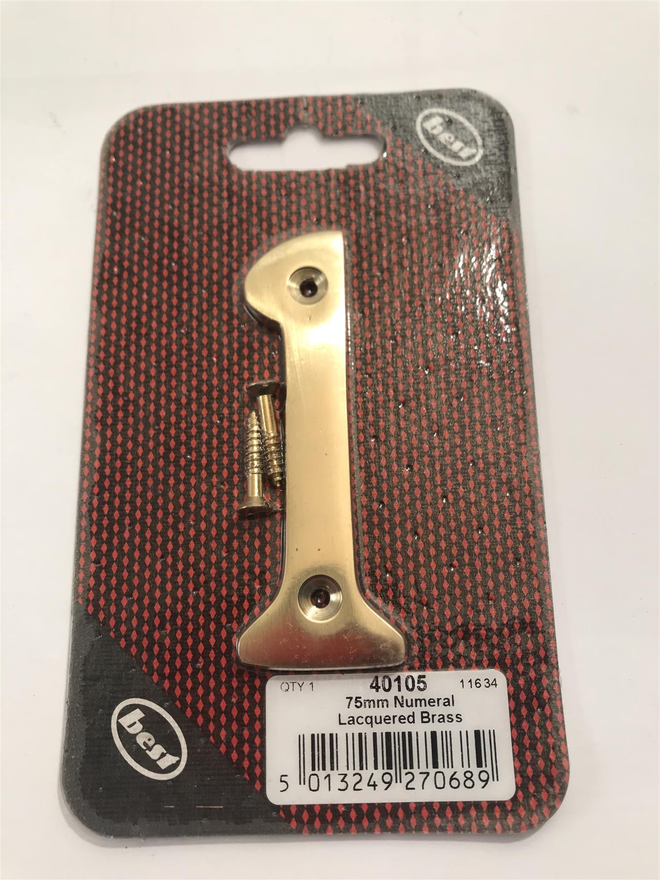Best 75mm 3" Lacquered Brass No.1  with screws  -   40105