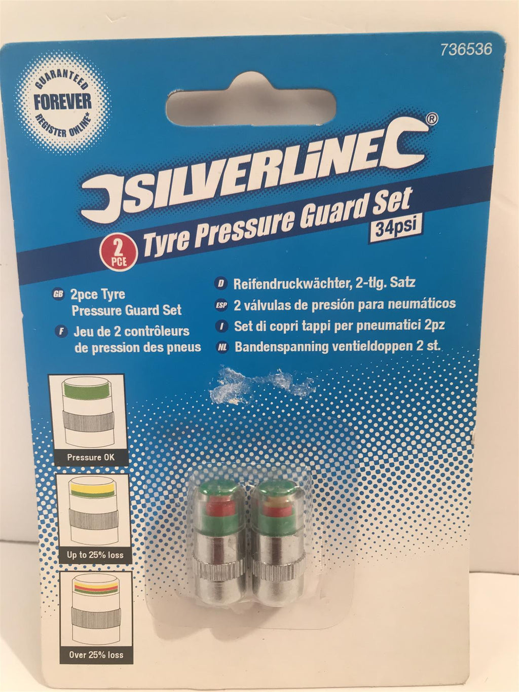 Silverline 2pc Tyre Pressure Guard Set 34psi  736536