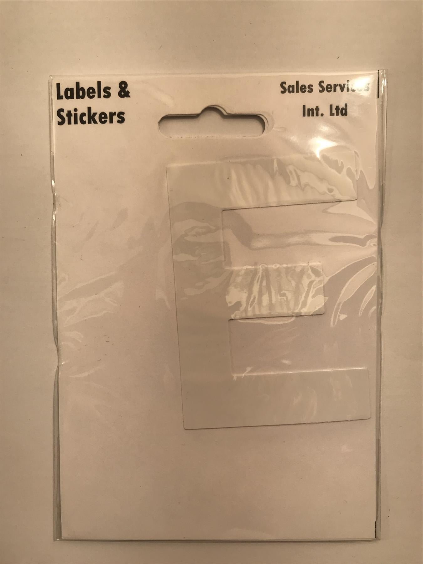 White Letter E Self  Adhesive Waterproof Sticker 8 x 6cm