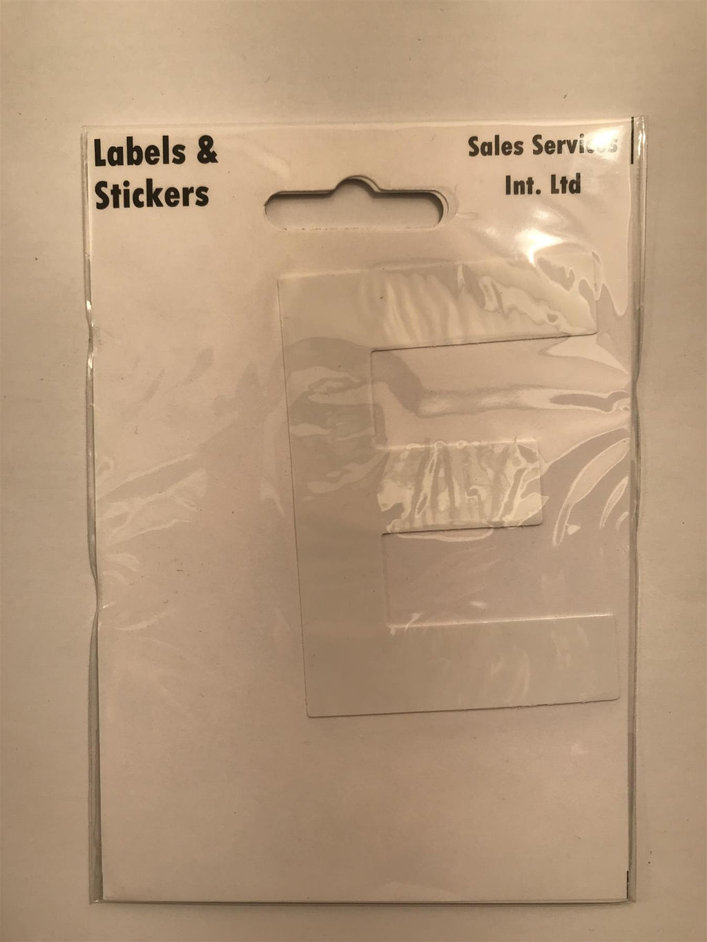 White Letter E Self  Adhesive Waterproof Sticker 8 x 6cm