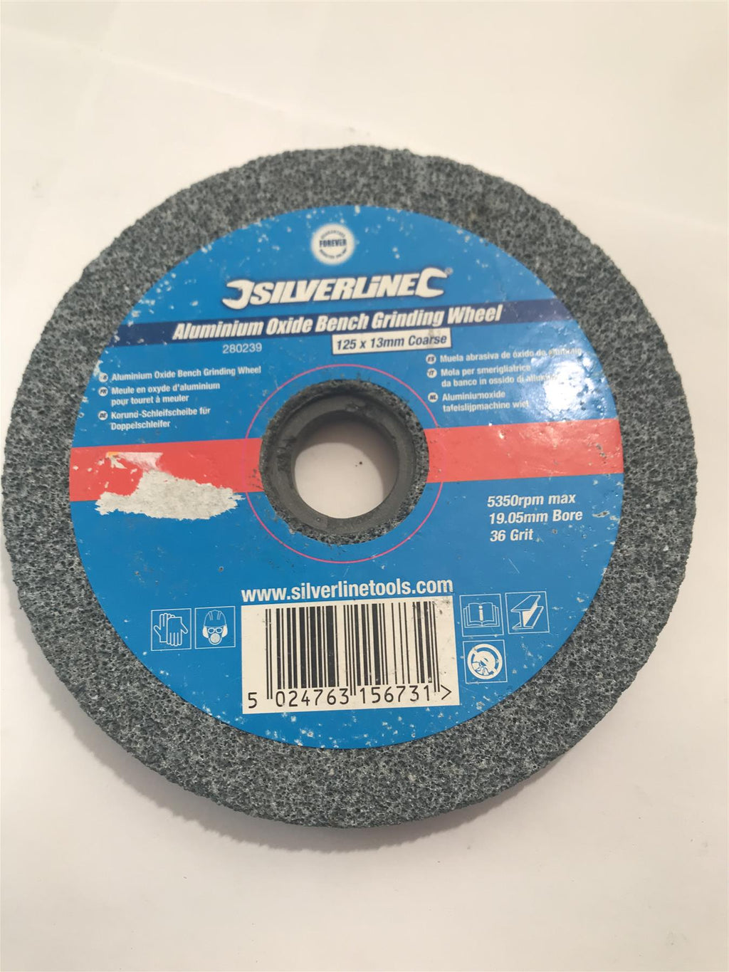 Silverline Aluminium Oxide Bench Grinding Wheel 125 x 13mm Coarse  280239