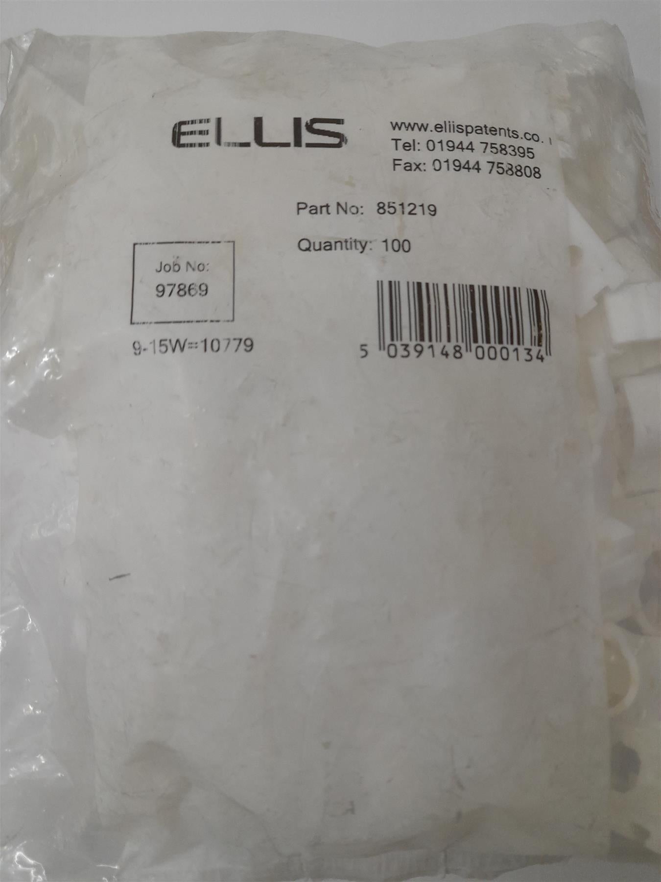 Ellis 851219 White Clips Quantity 100