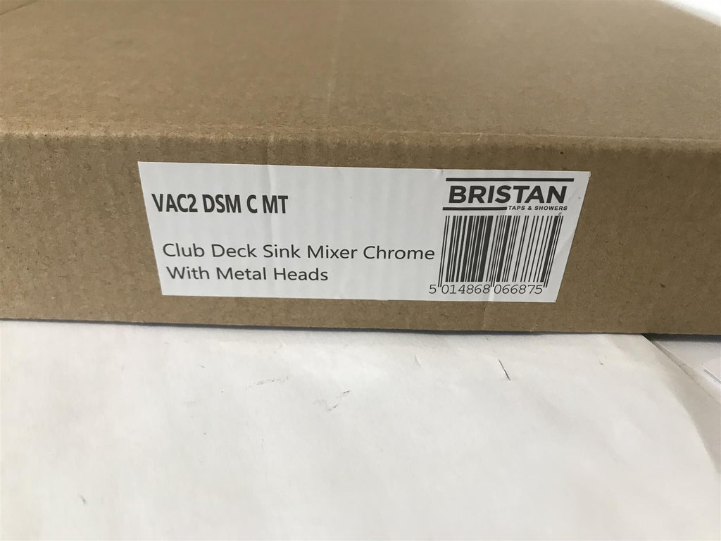 Bristan Club Deck Sink Mixer Chrome With Metal Heads VAC2 DSM C MT