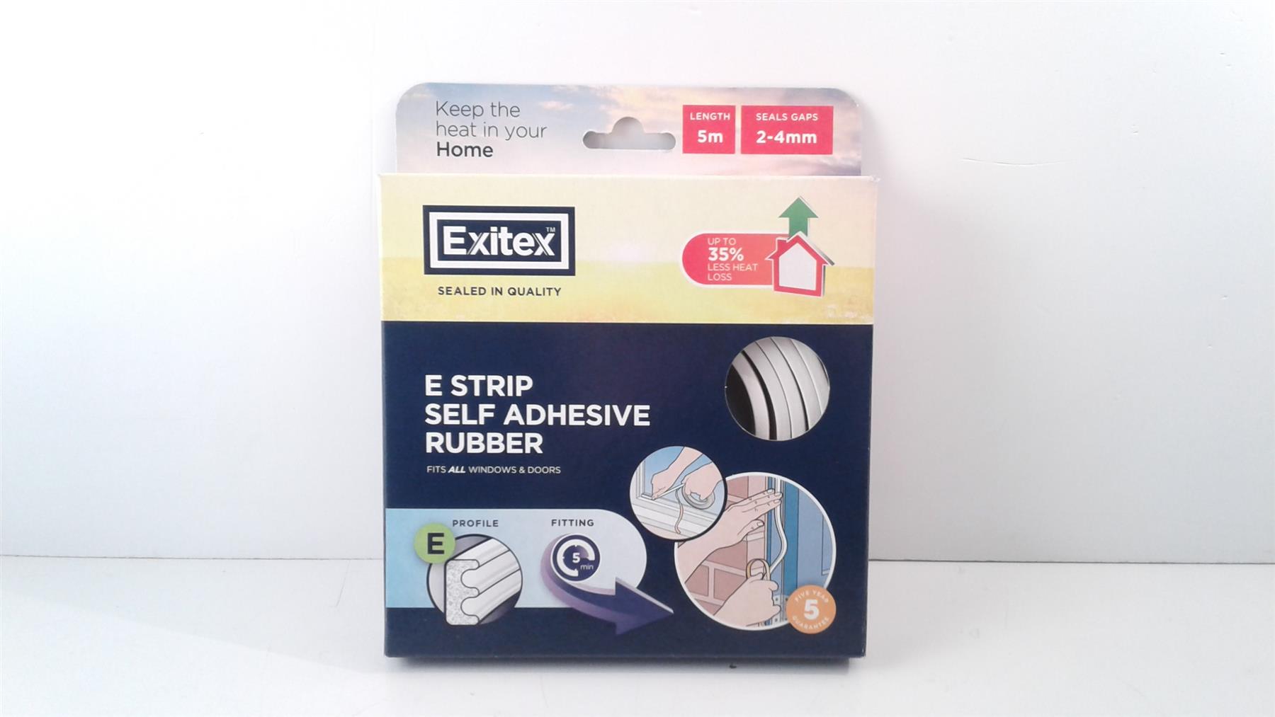 Exitex E-Strip Self White Adhesive Rubber - Fits All Windows & Doors