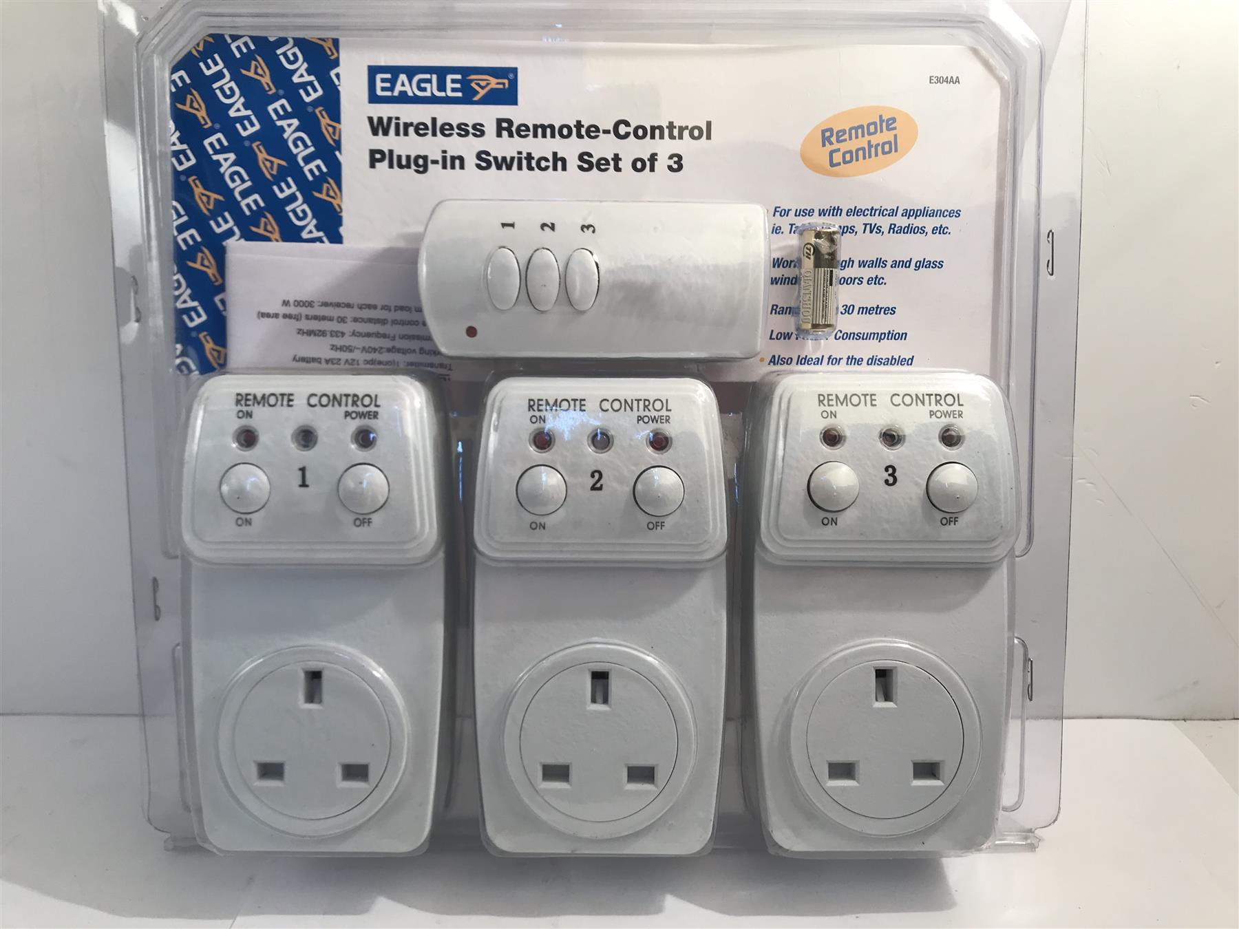 Eagle Wireless Remote Control Plug-In Switch Set of 3  E304AA