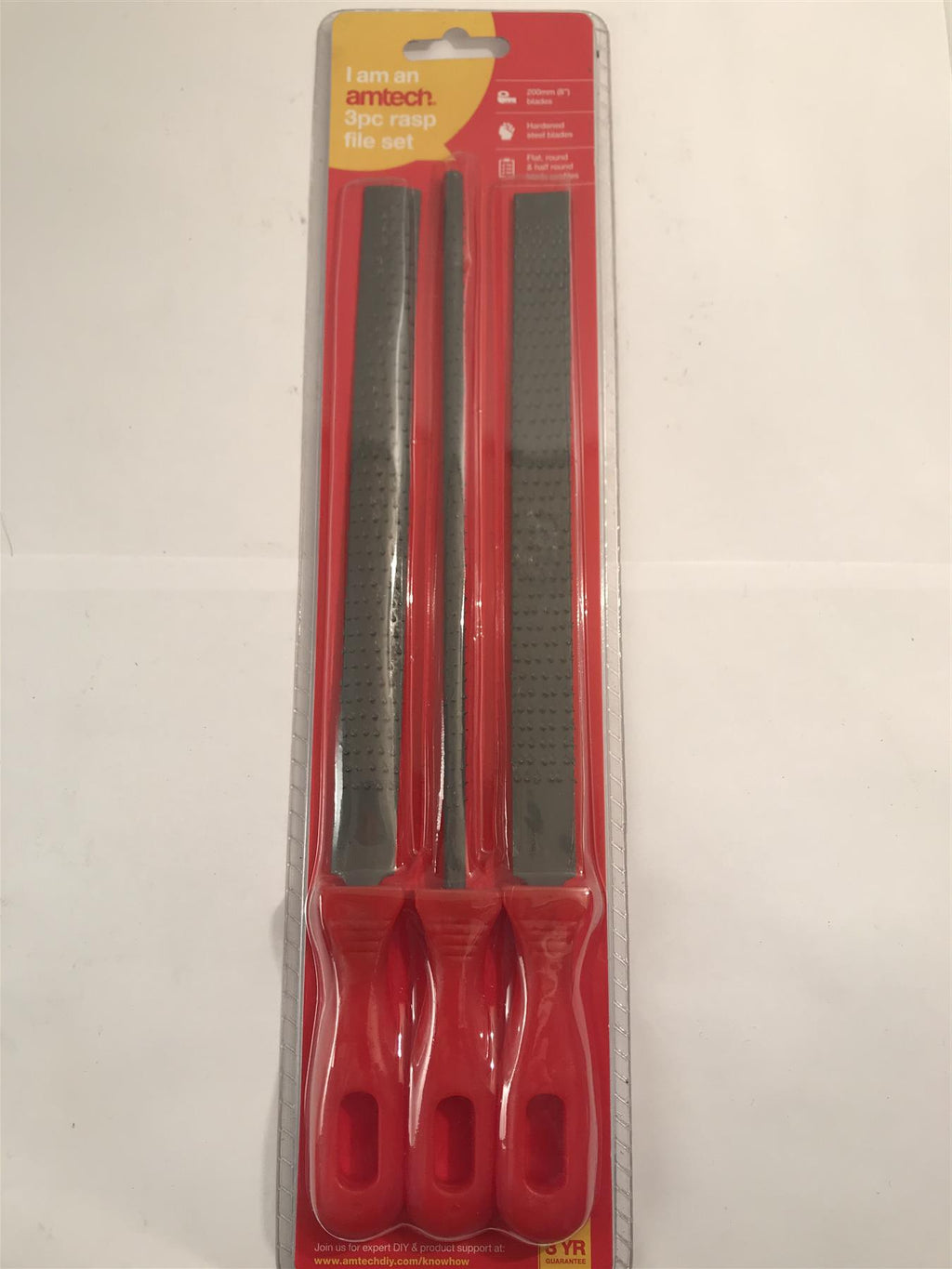 Amtech 3Pc 8" Rasp File Set Hardened Steel Flat, Round and Half Round