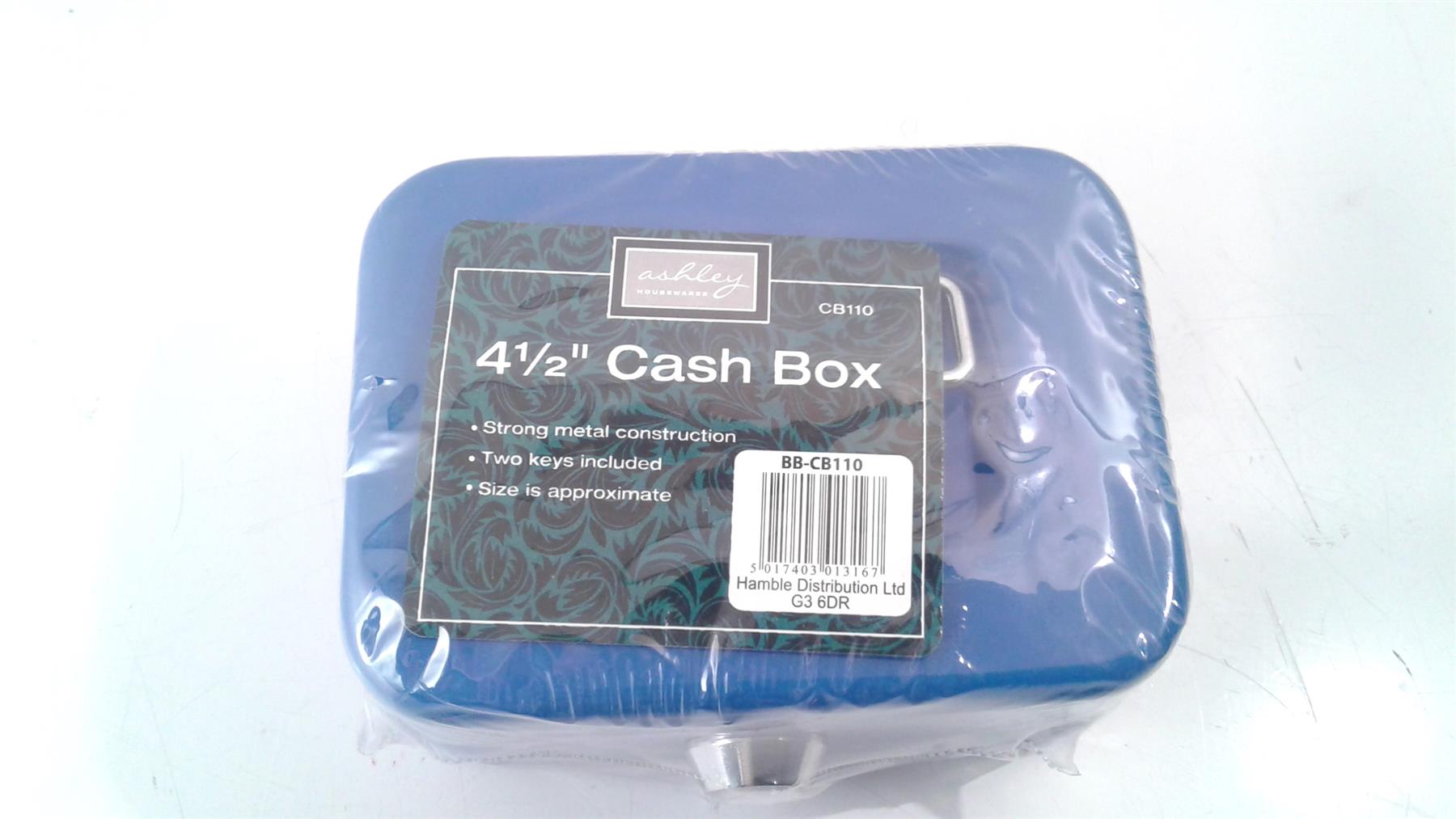 Ashley BB-CB110 4-1/2 Inch Cash Box, Blue