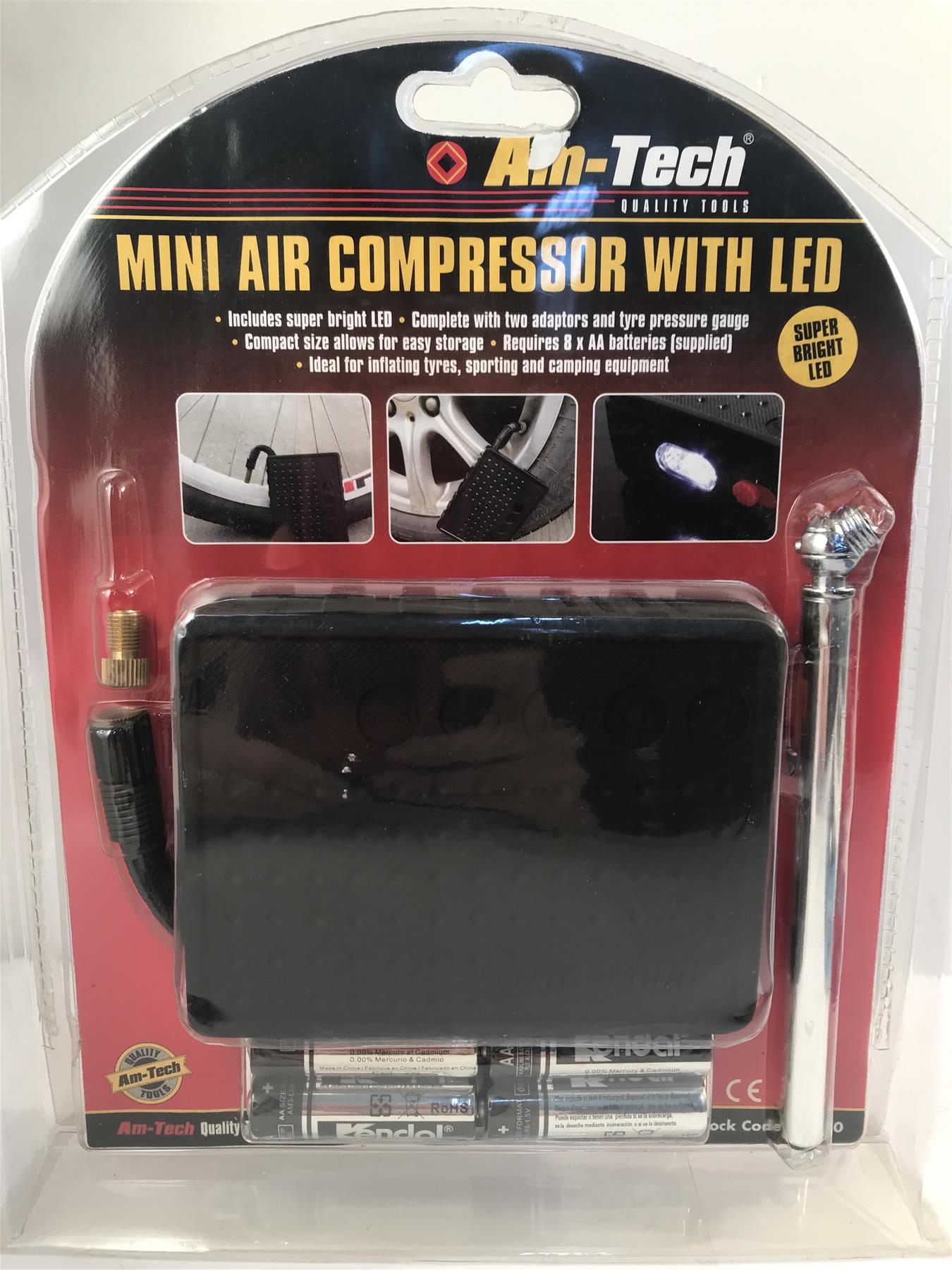 Amtech Mini Air Compressor with LED   V1370