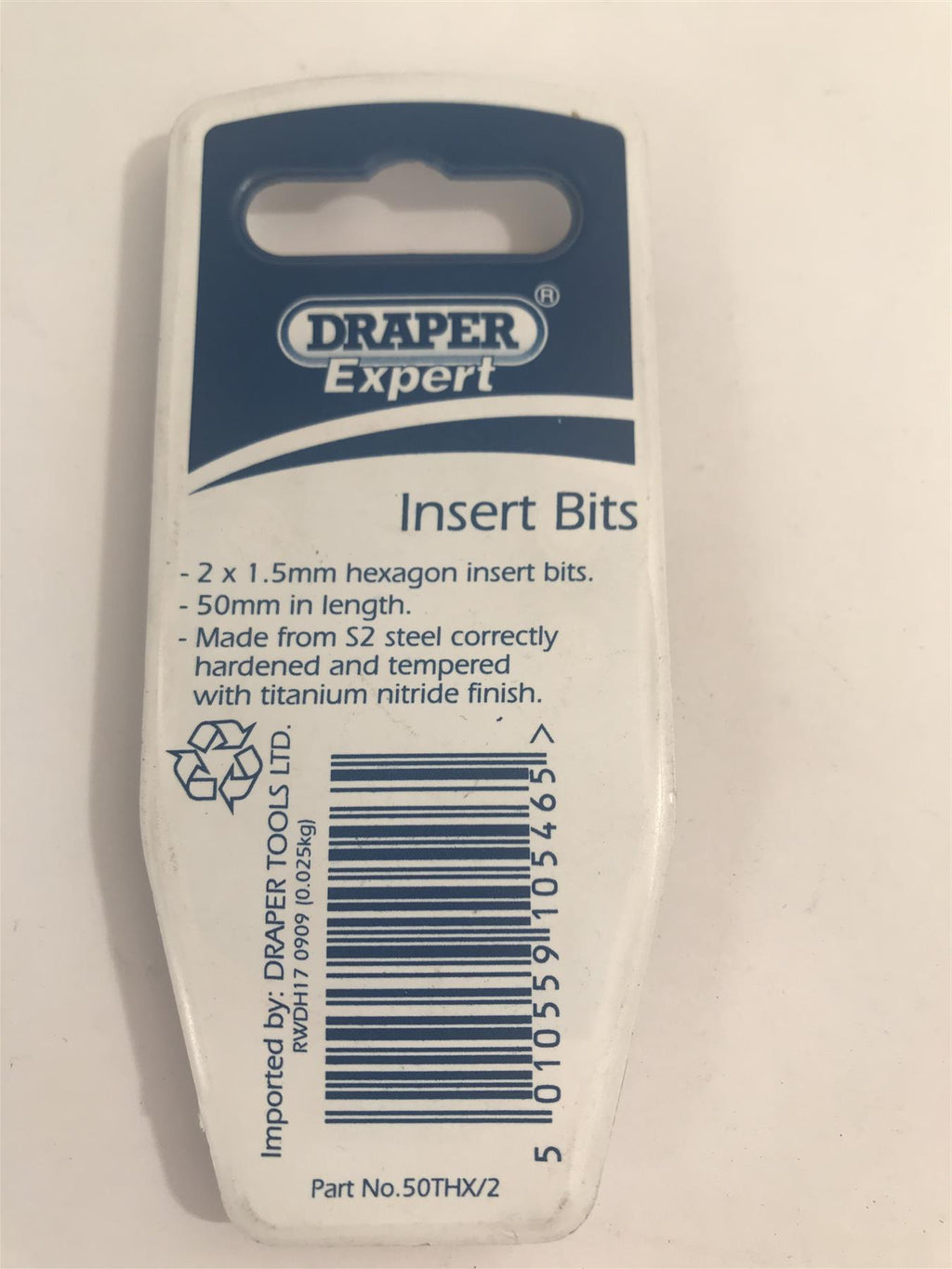 Draper Expert 1.5mm Hexagon Insert Bits (2 Pack) 10546