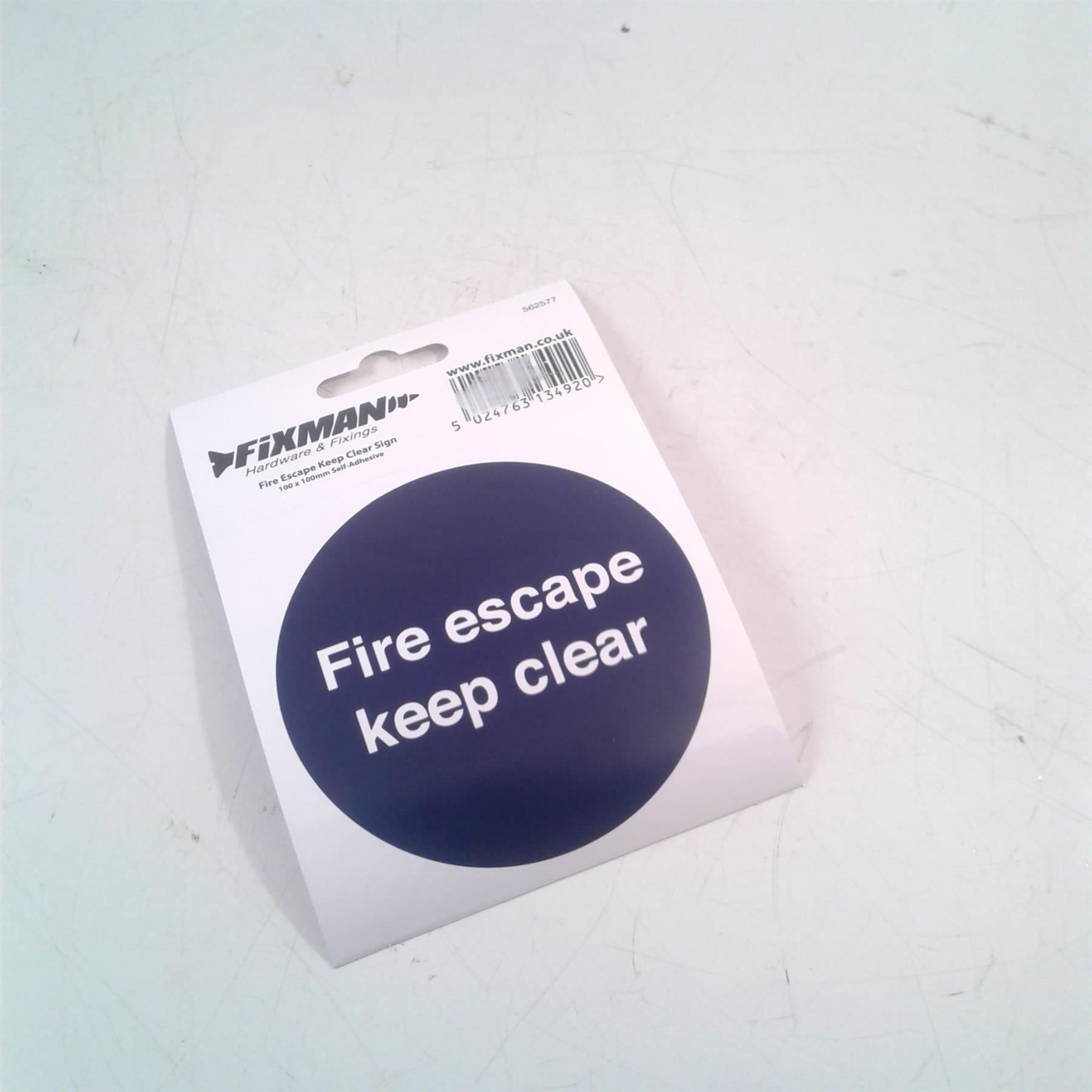 Fire Escape Keep Clear Adhesive Sign 100 x 100mm 562577