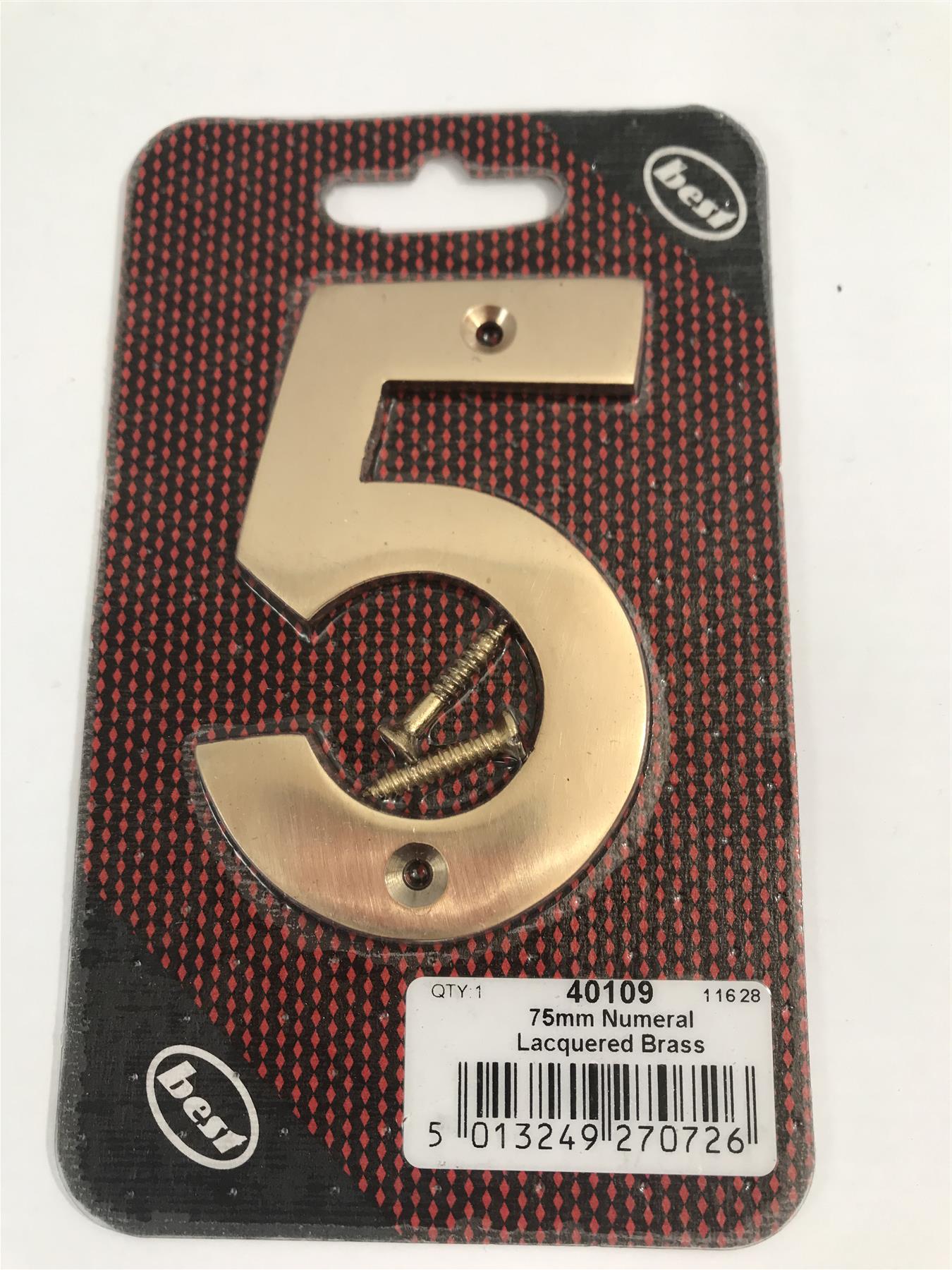 Best 75mm 3" Lacquered Brass No.5  with screws  -   40109