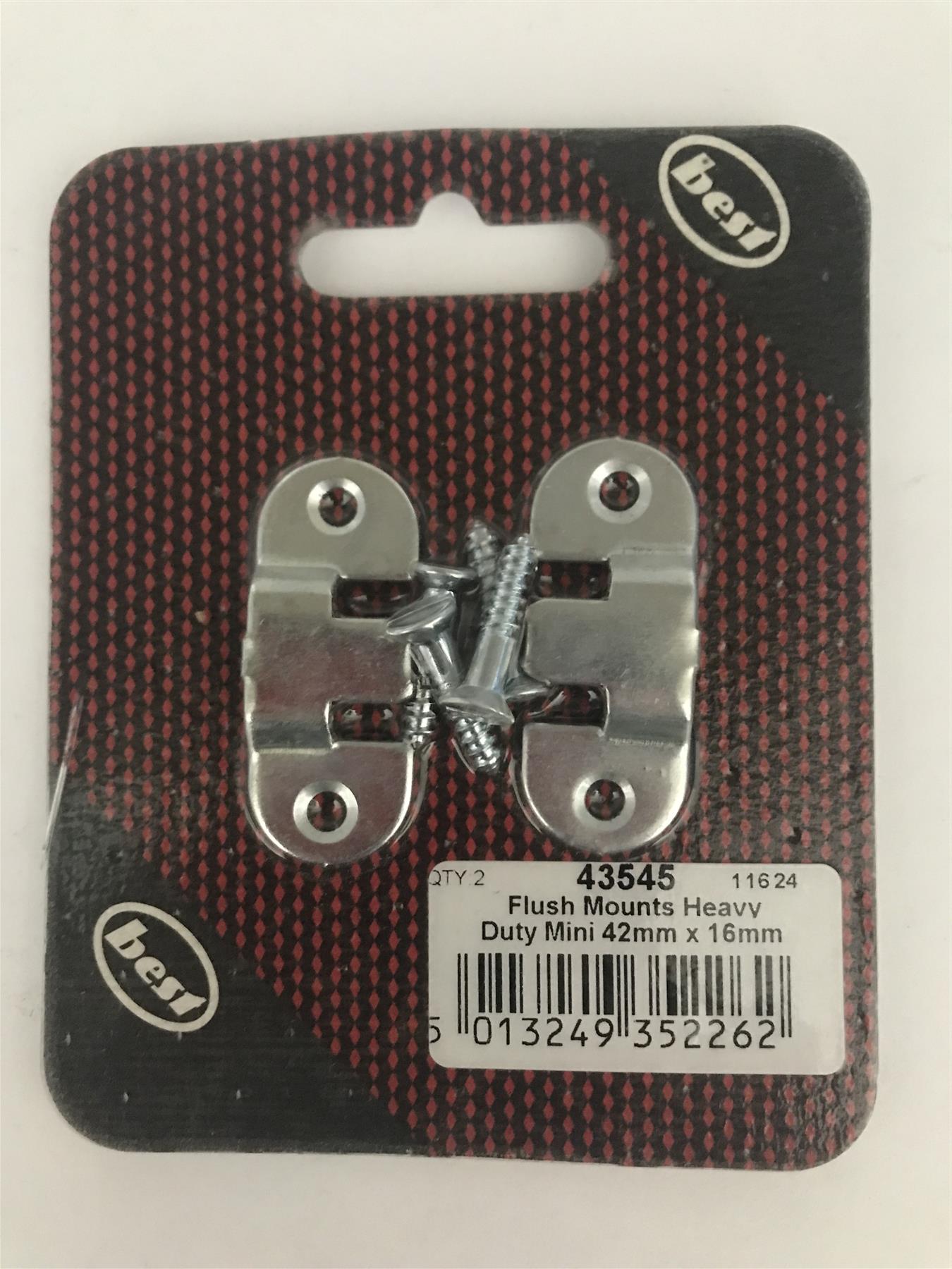 Best Heavy Duty Mini Flush Mounts 42 x 16mm  (2 Pk) 43545