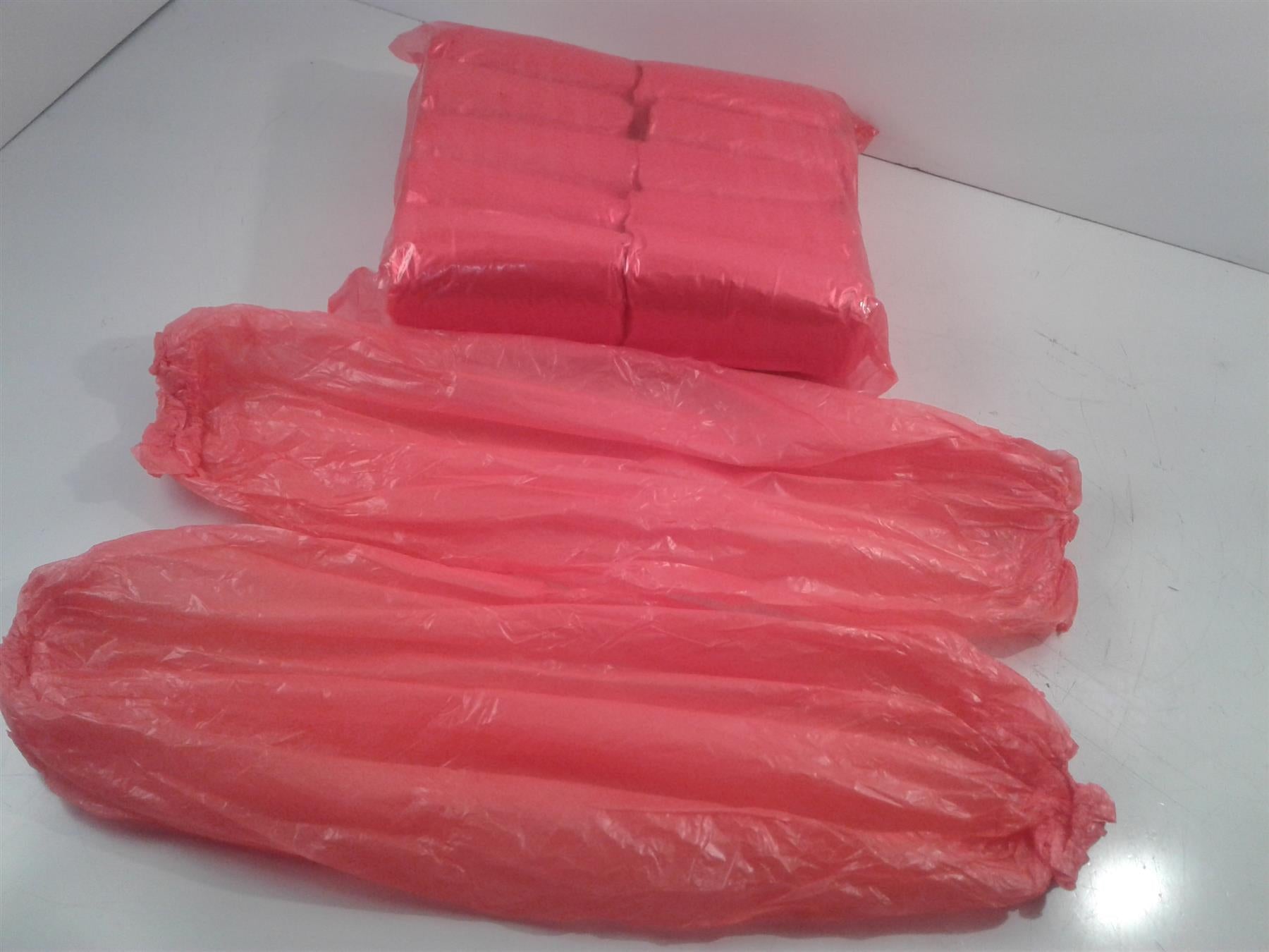 100 X Red Disposable Plastic Arm Sleeves, Covers Oversleeves Cleaning Protective