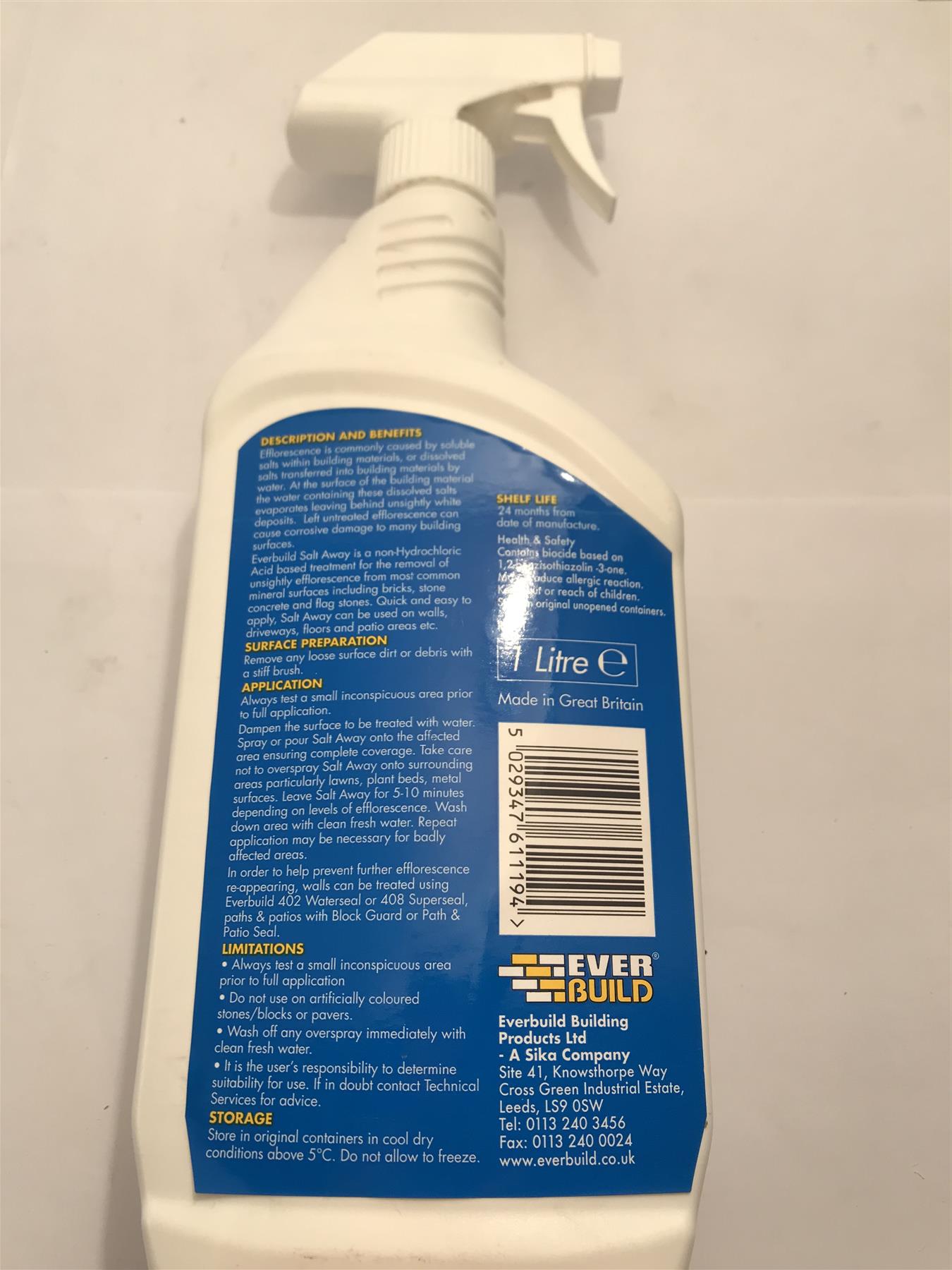 Everbuild Salt-Away Removes Salt and Efflorescence From Bricks 1 Litre
