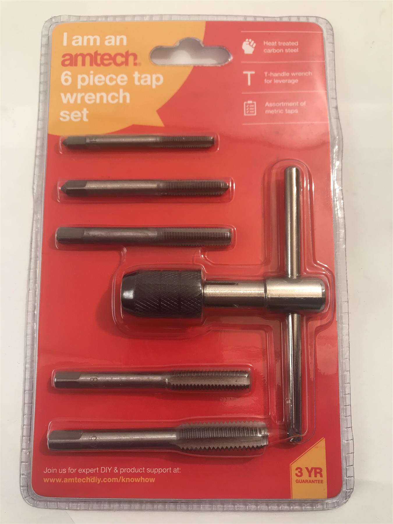 Amtech 6pc Tap Wrench Set M5 M6 M7 M8 M10 & T-handle Wrench  S1470