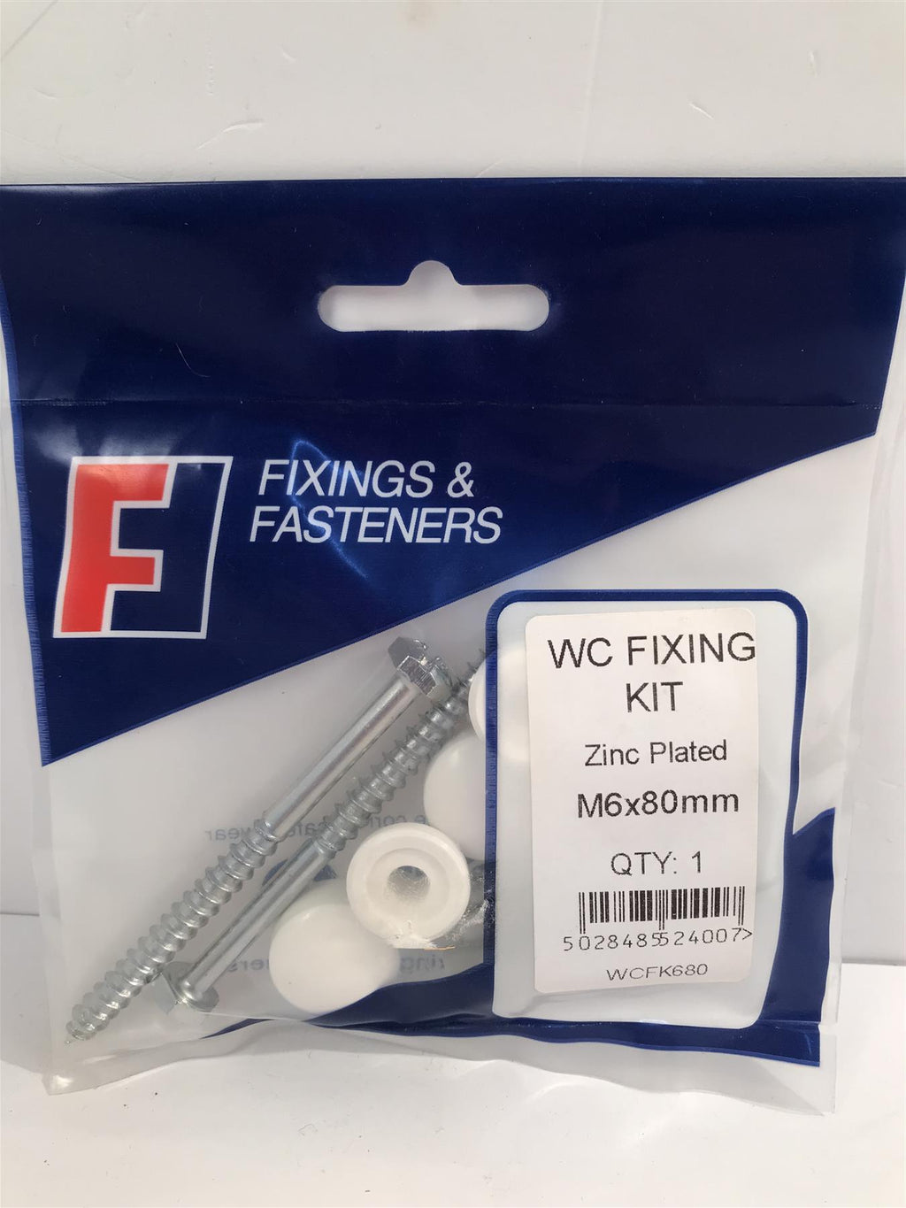 Fixings & Fasteners WC Fixing Kit Zinc Plated M6 x 80mm  WCFK680
