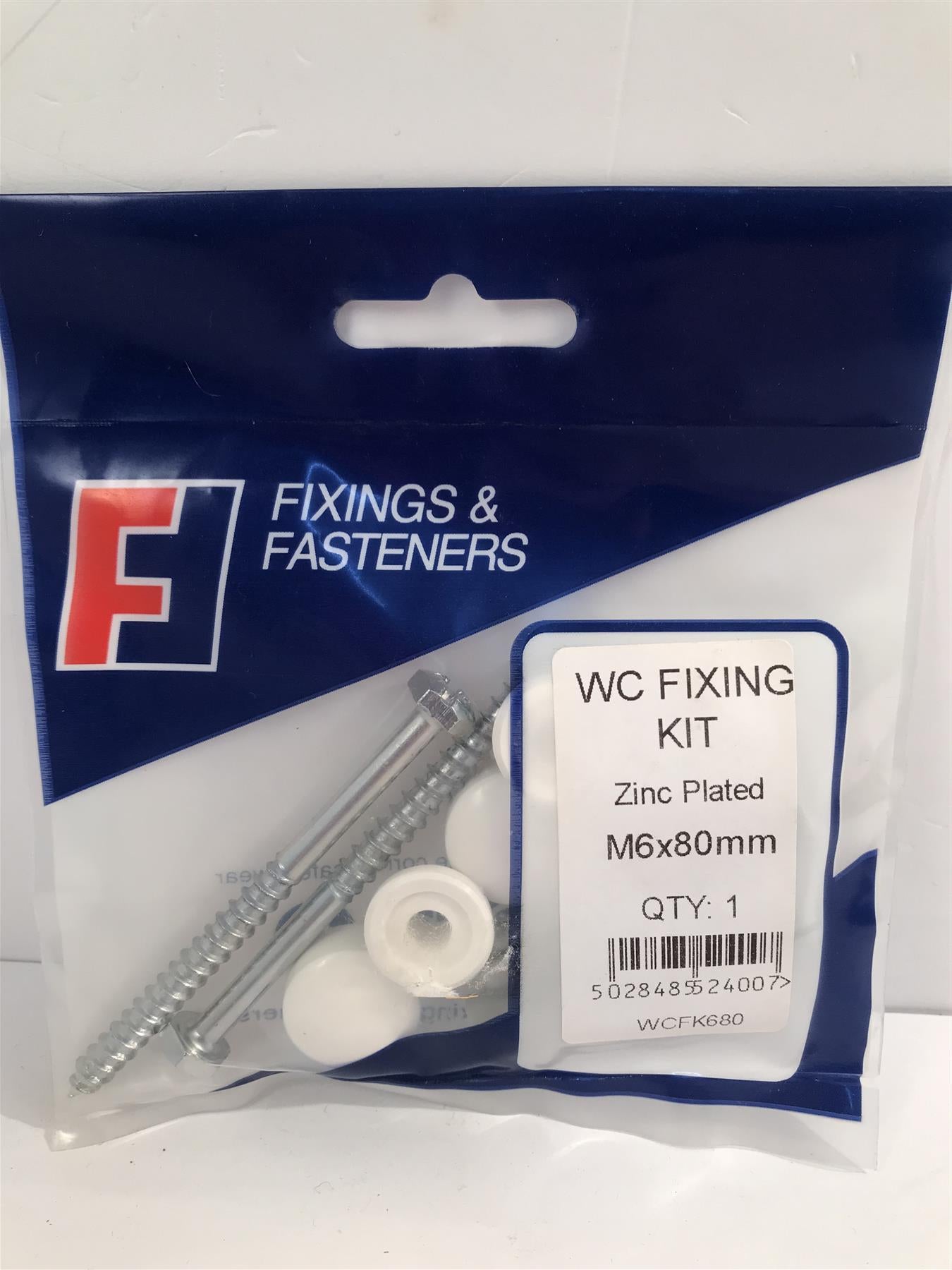 Fixings & Fasteners WC Fixing Kit Zinc Plated M6 x 80mm  WCFK680