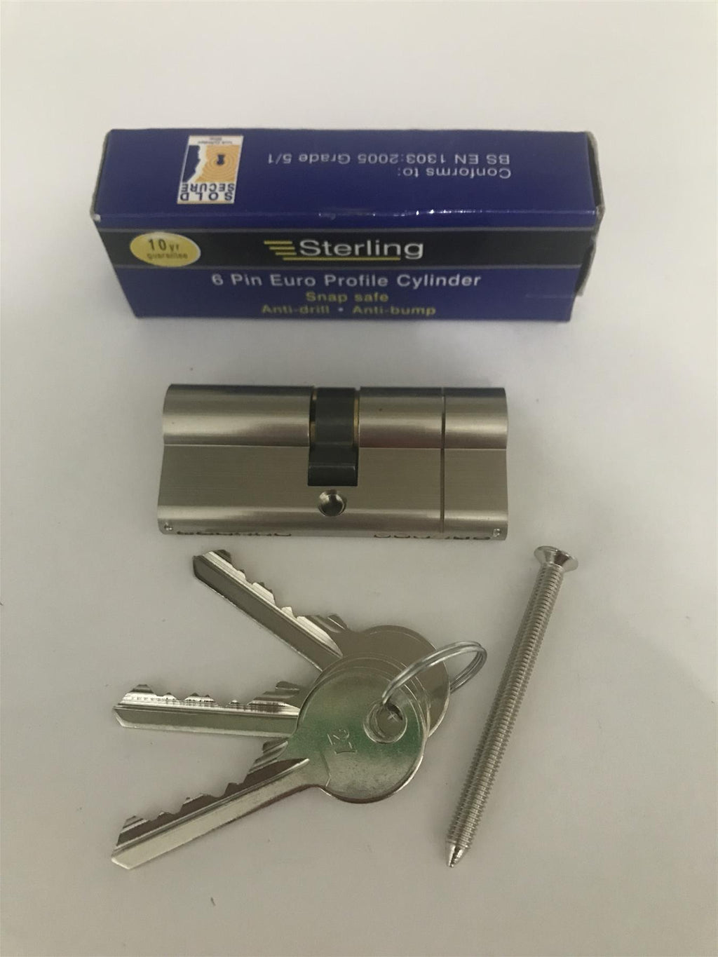 Sterling EPN3535H Euro Profile  6 Pin Cylinder 70mm (35x35), Satin Nickel