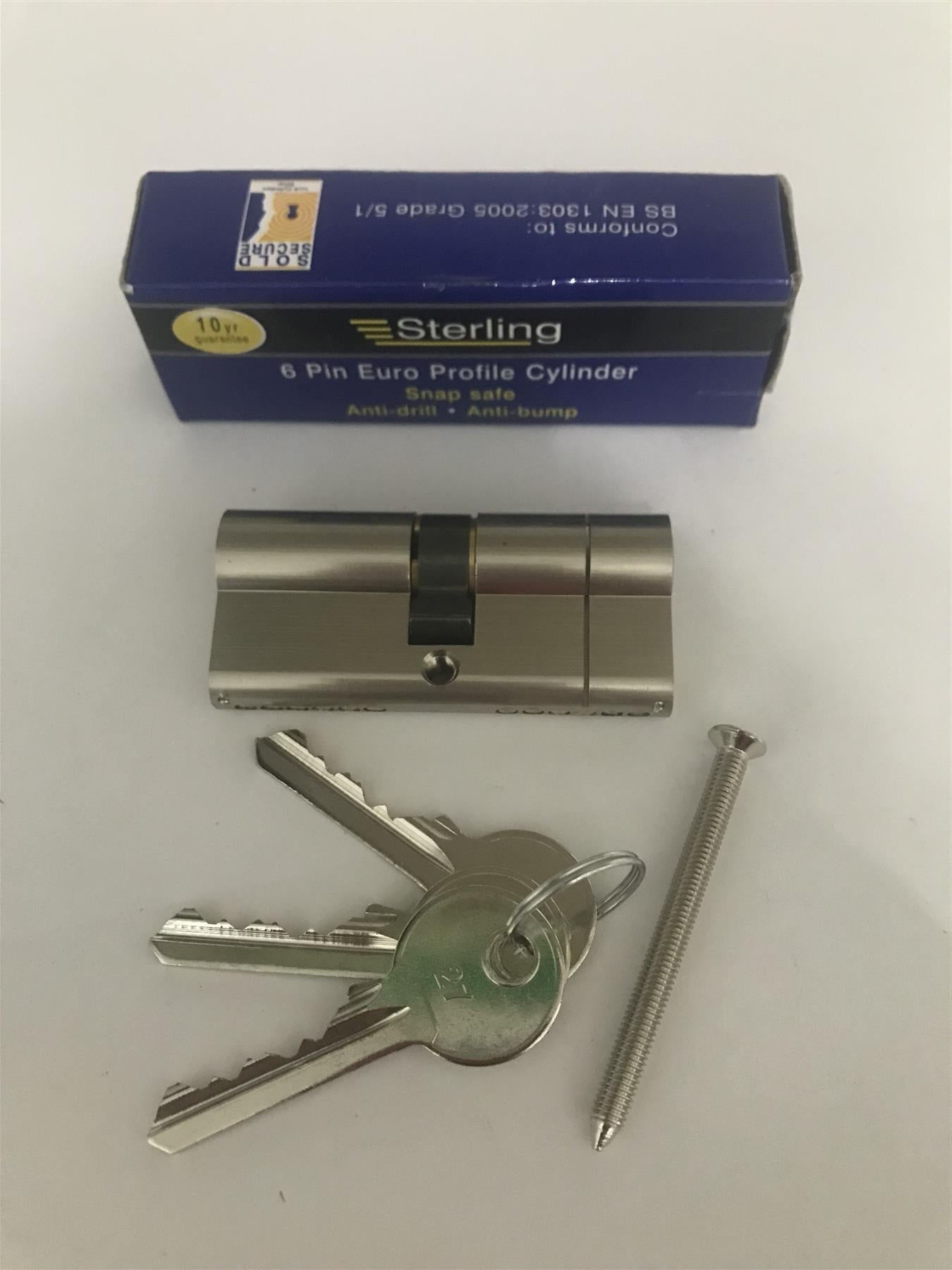 Sterling EPN3535H Euro Profile  6 Pin Cylinder 70mm (35x35), Satin Nickel