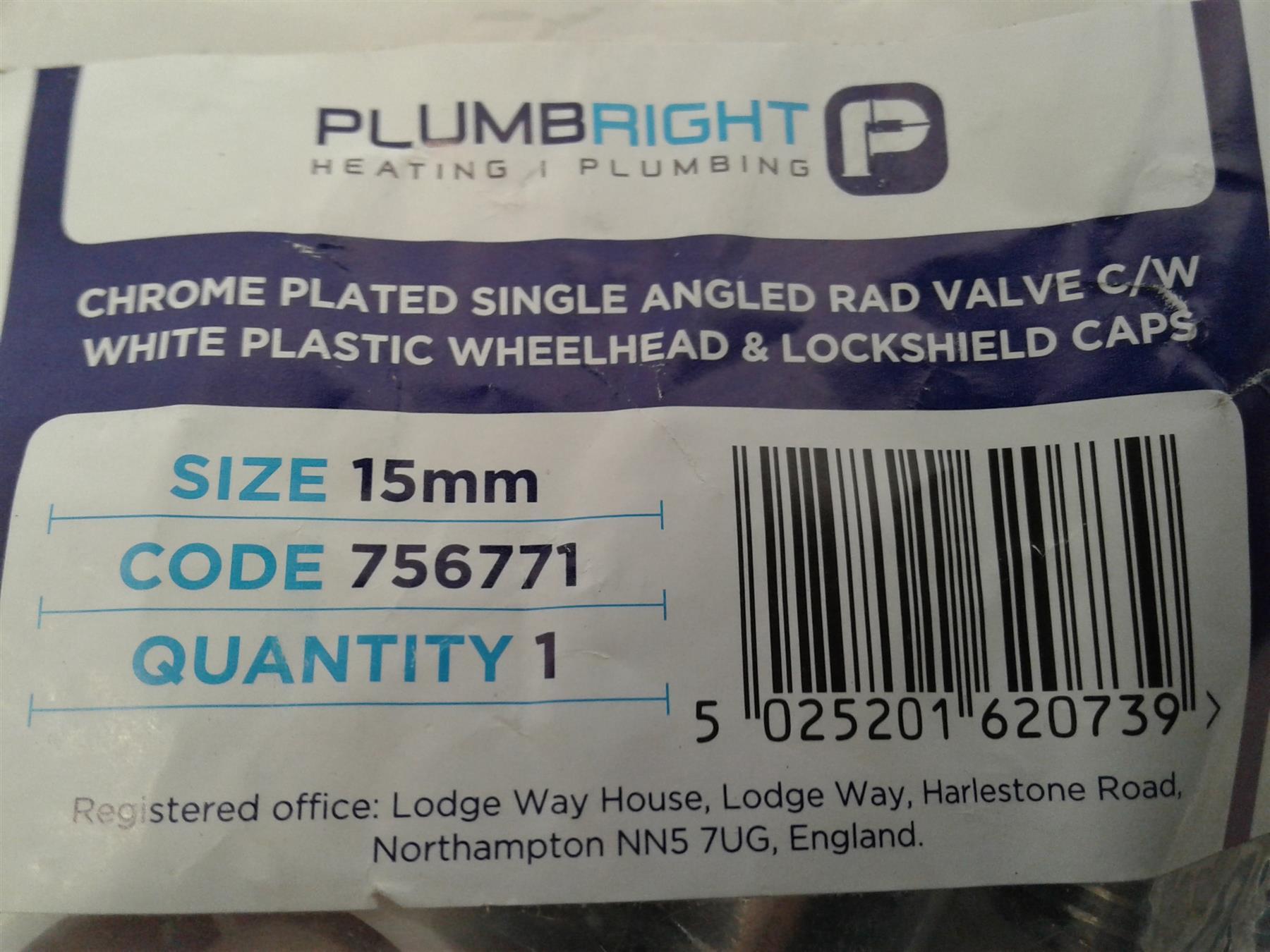 Chrome Plated Single Angled Rad Valve C/W Wheelhead & Locksheild 756771