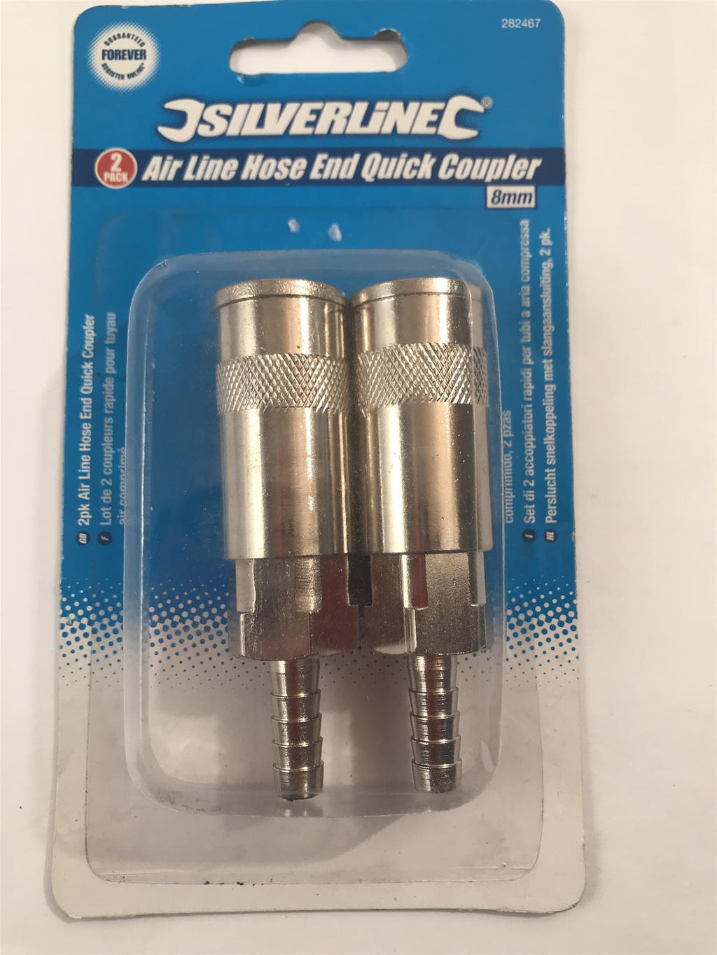 Silverline 2pk Air Line Hose End Quick Coupler 8mm  282467