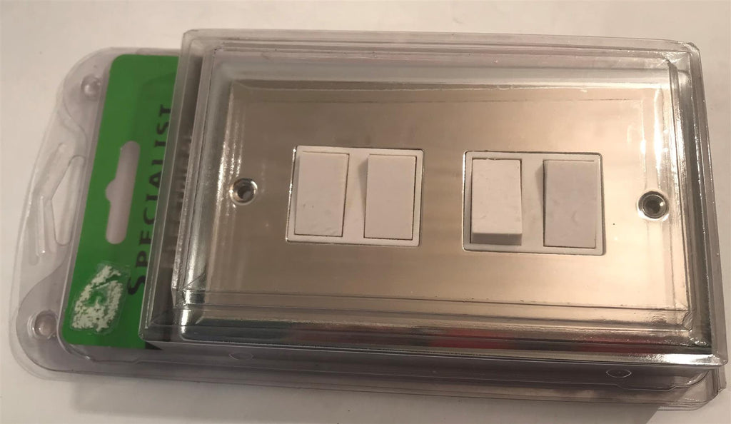 Specialist 4 Gang 4 Way Switch Polished Chrome White Insert SEC04W