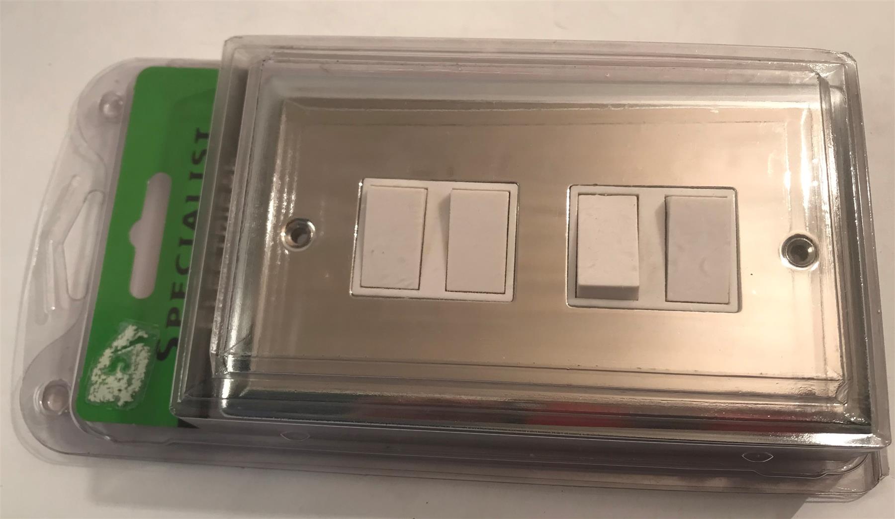 Specialist 4 Gang 4 Way Switch Polished Chrome White Insert SEC04W