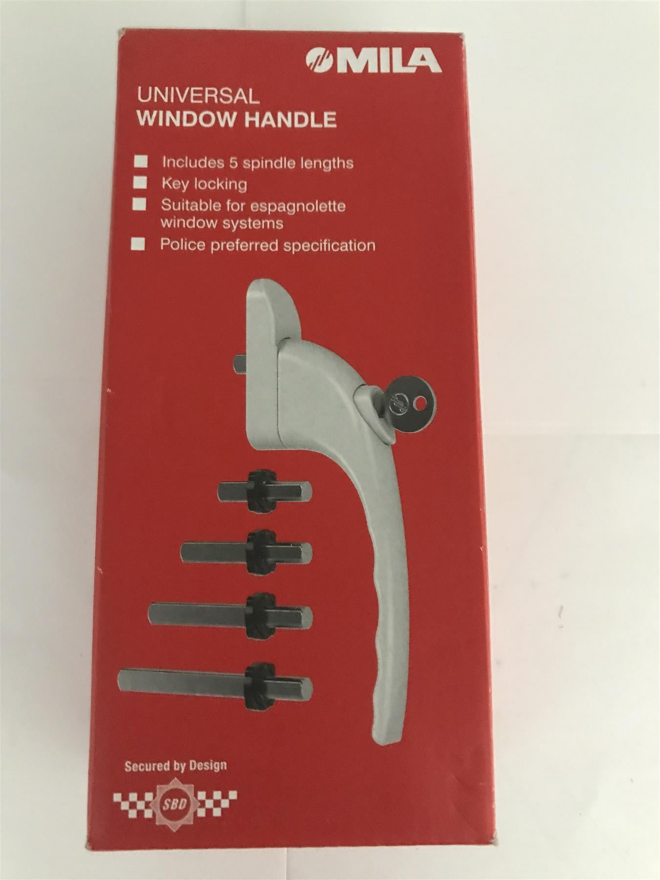 Mila Universal Window Handle Includes 5 spindle lengths Key locking  BX581900