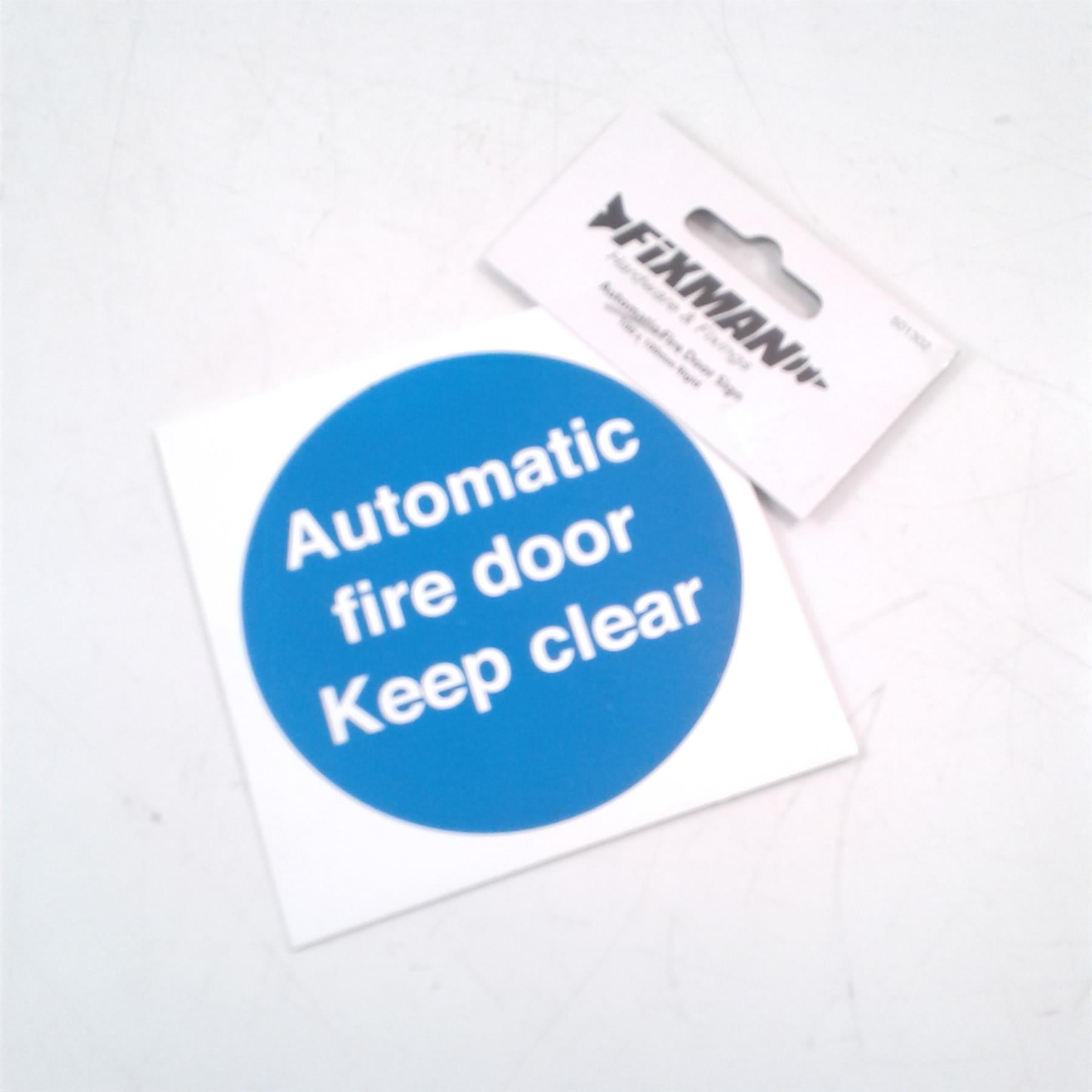 Automatic fire Door Sign 100 x 100mm Rigid