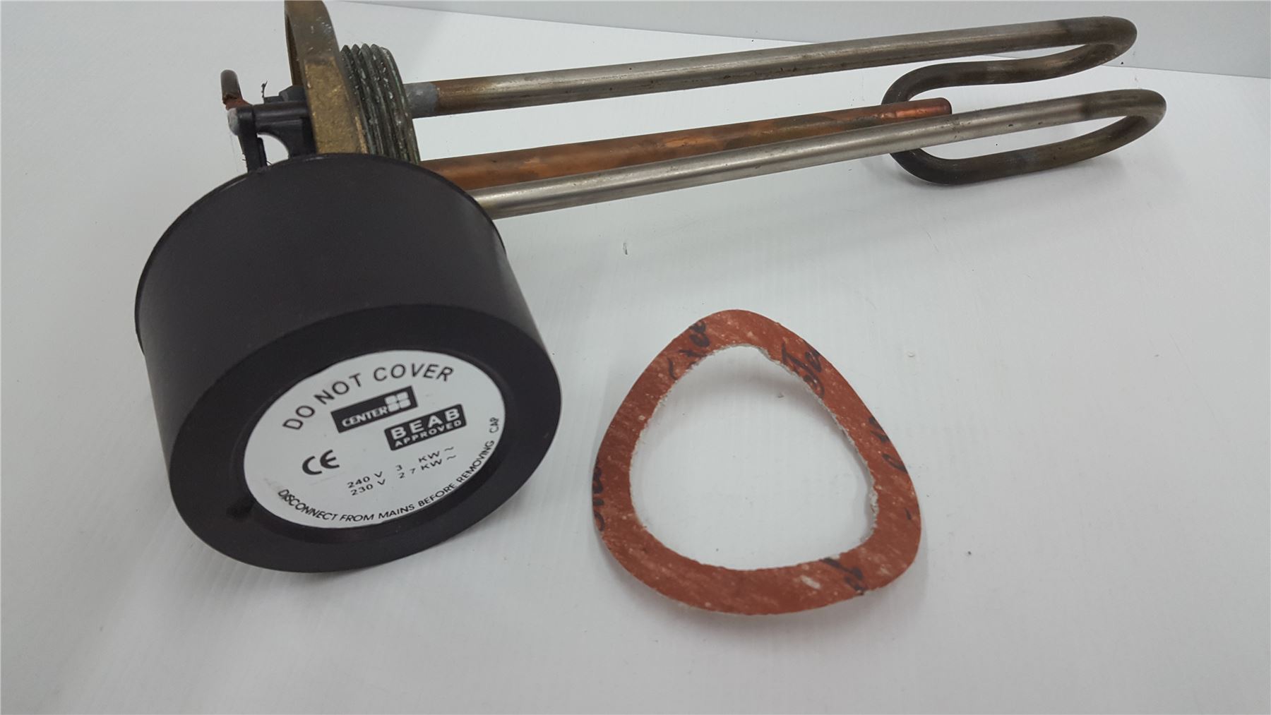 Center Incoloy immersion heater and radiator thermostat 11"