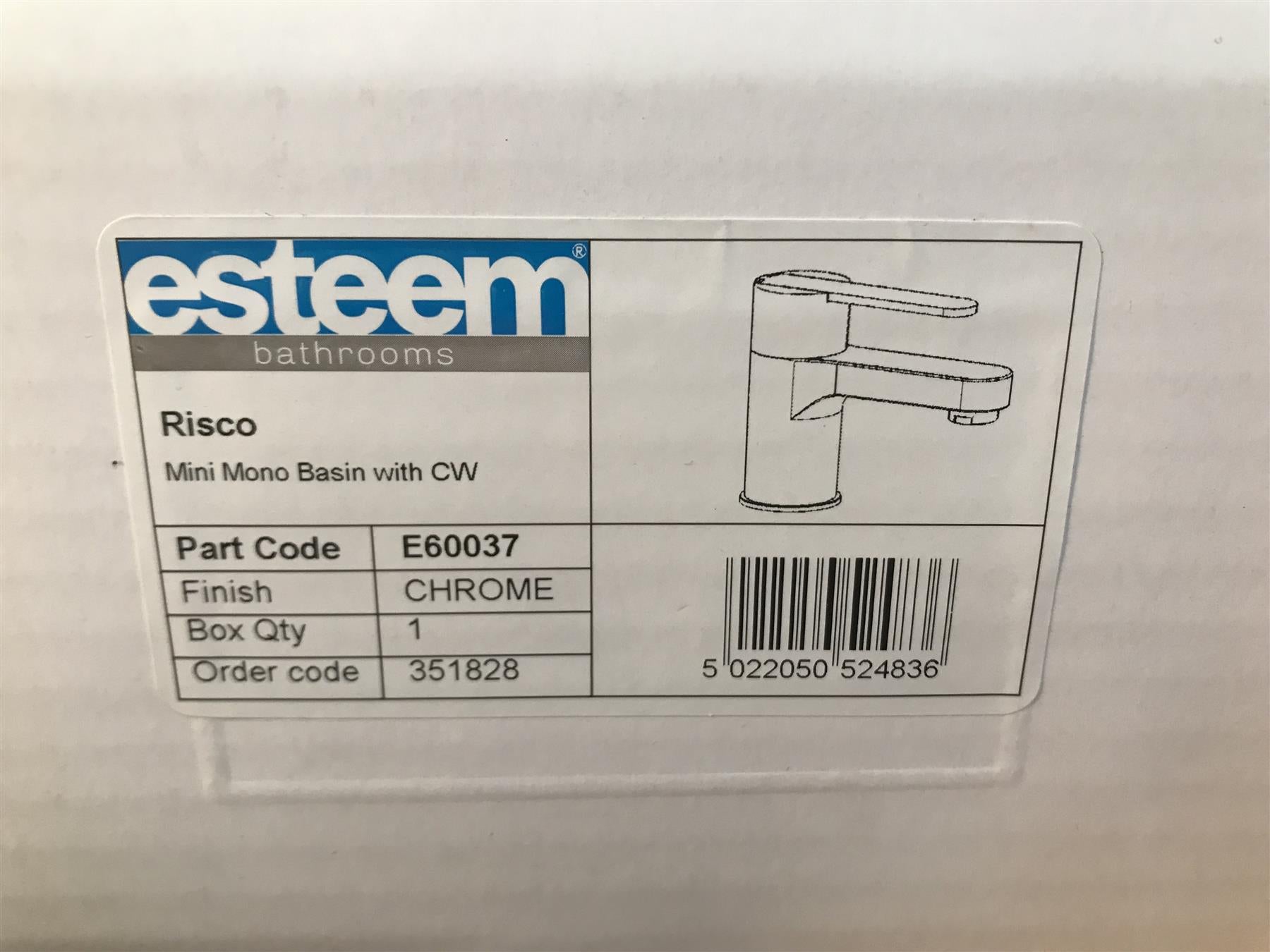 Esteem Mono Basin Tap with Click Waste  E60037  Chrome