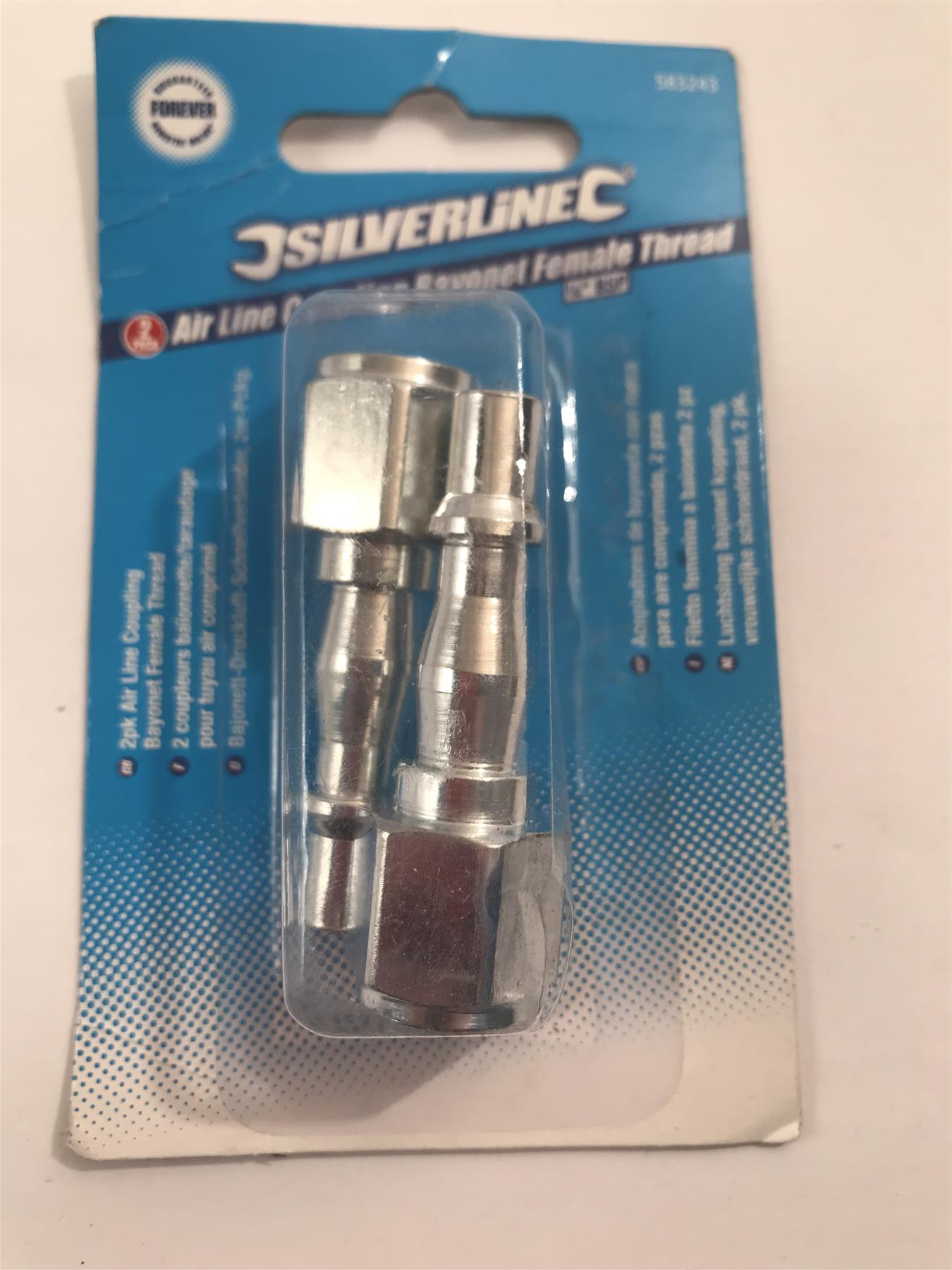 Silverline 2pk Air Line Hose End Bayonet Coupler 8mm  675137