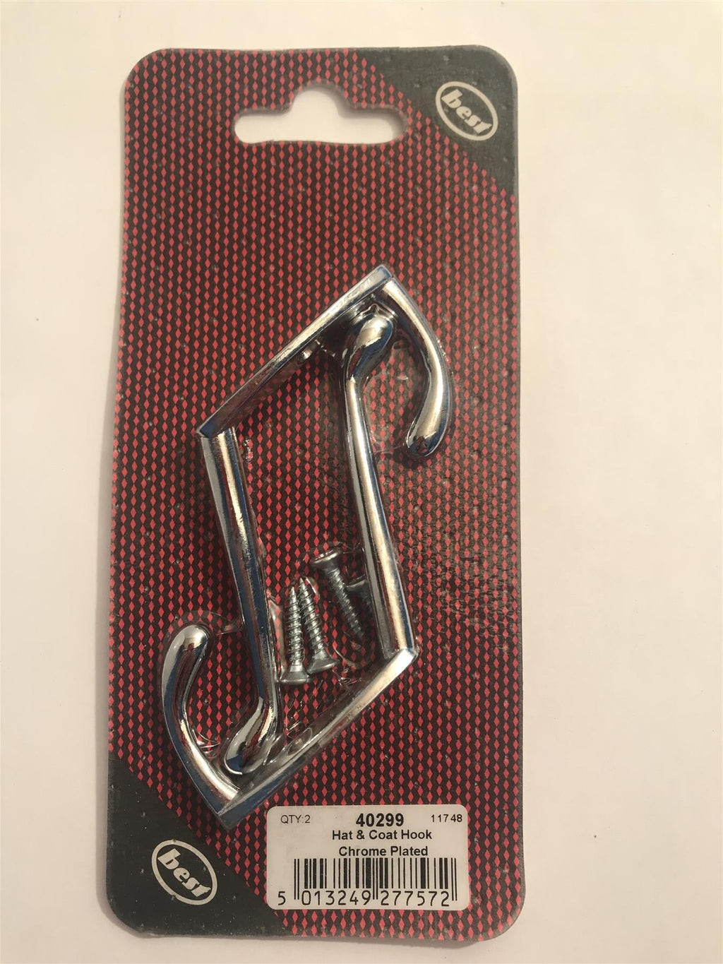 Best Hat & Coat Hook Chrome Plated  (2 Pack) 40299